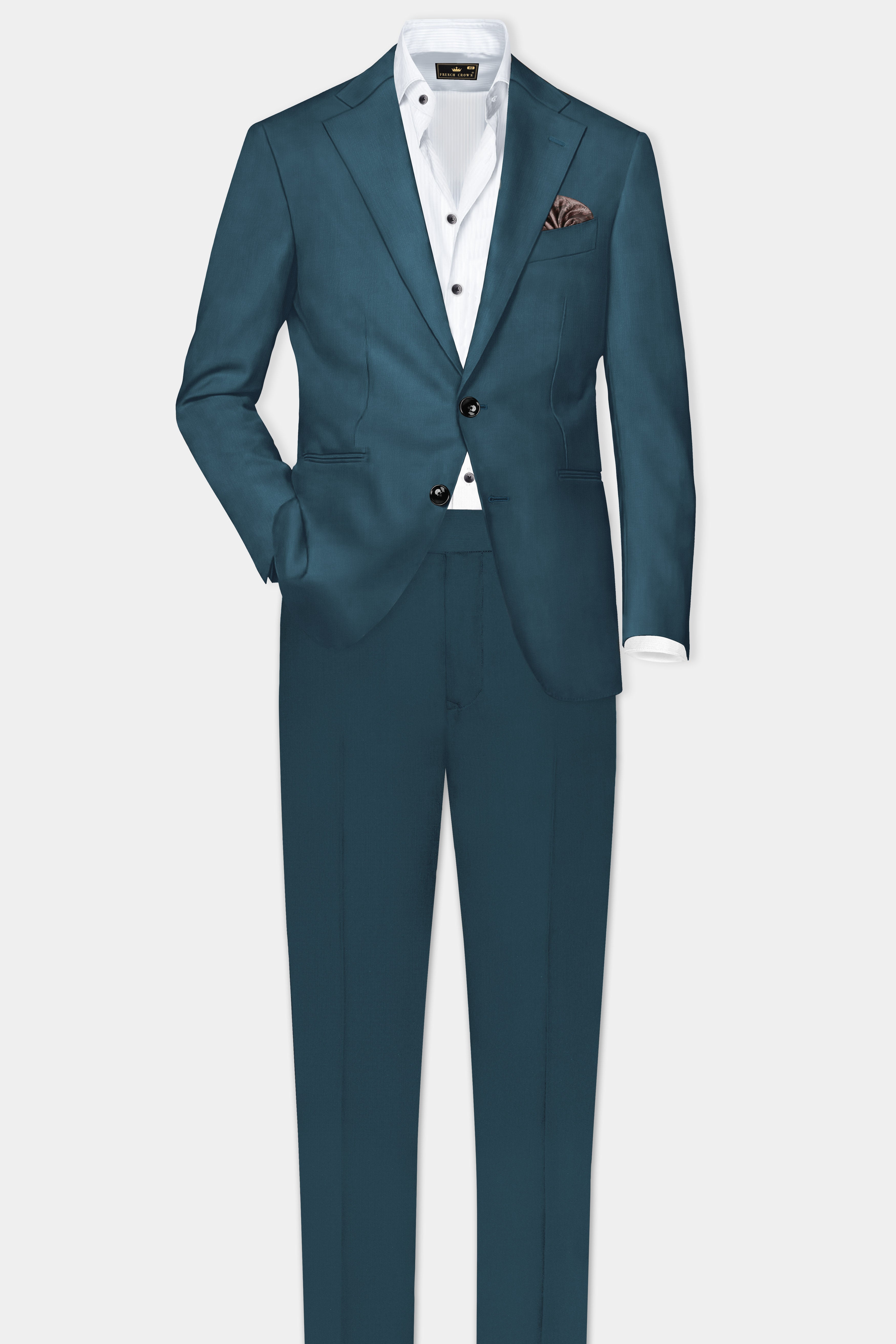 Prestige-Dianne Green Solid Wool Rich Single Breasted Slight Stretch Suit