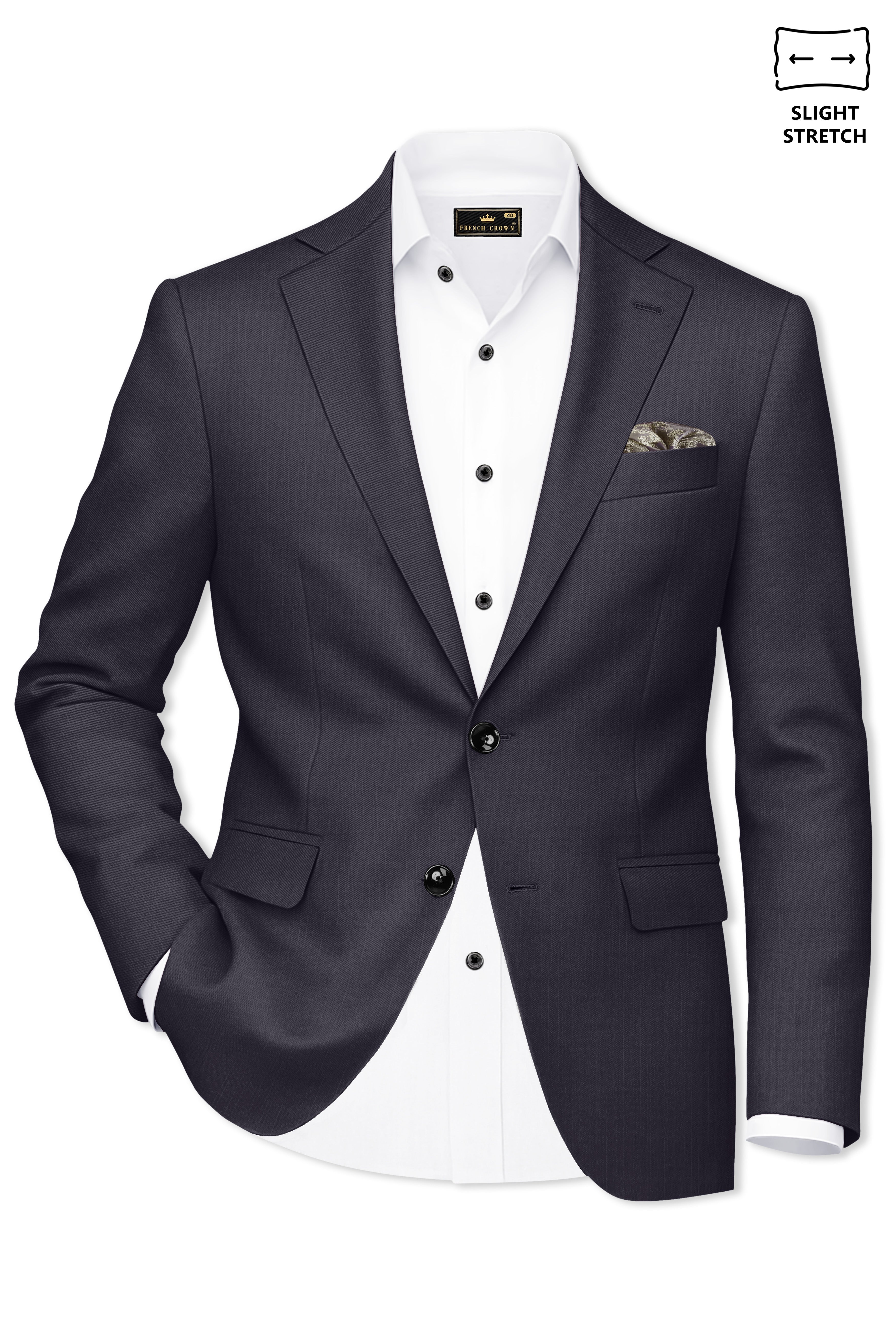 Vogue-Glaucous Gray Solid Wool Rich Single Breasted Slight Stretch Suit