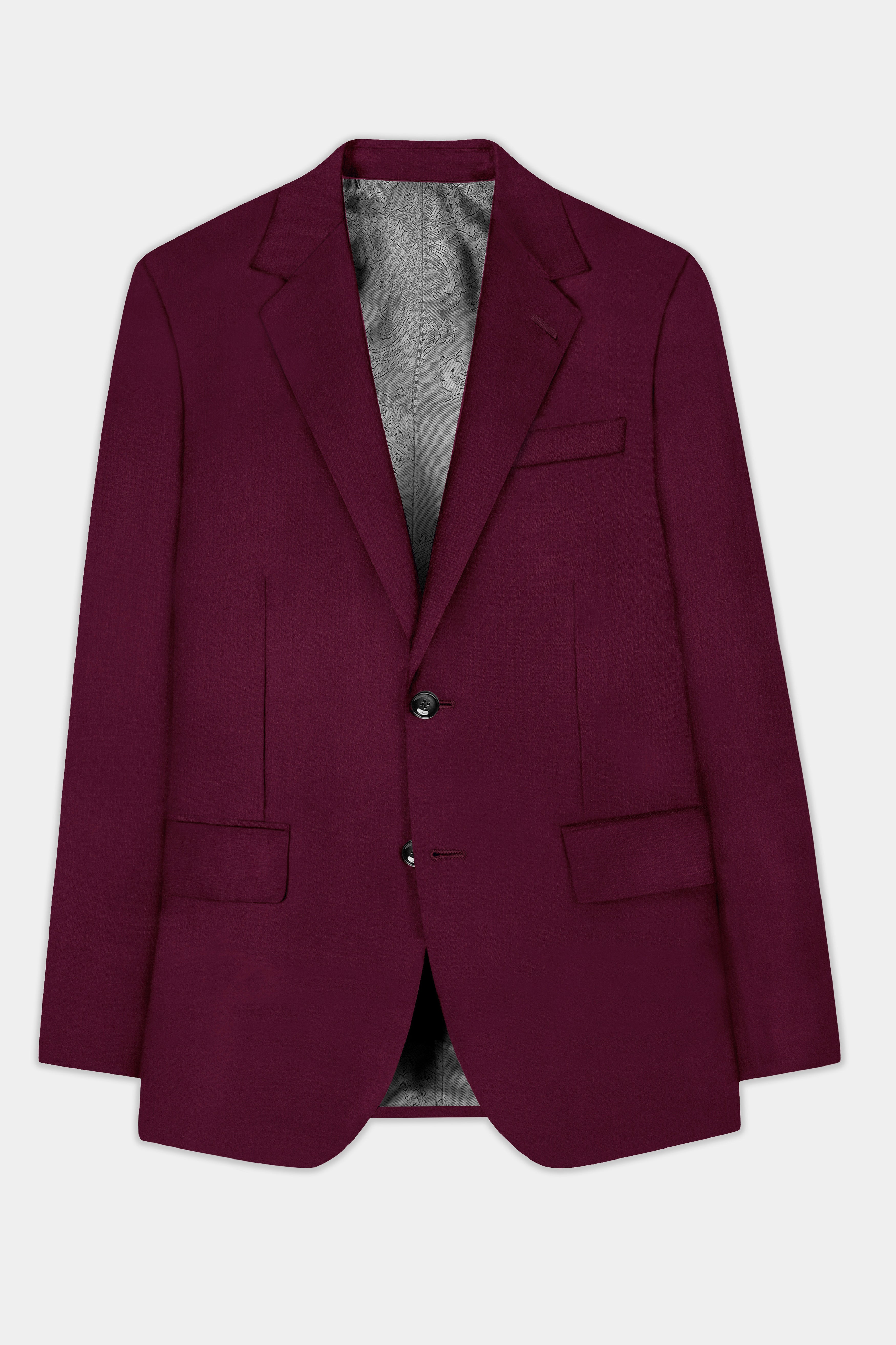 Regal Maroon-Tamarind Solid Wool Rich Single Breasted Slight Stretch Suit