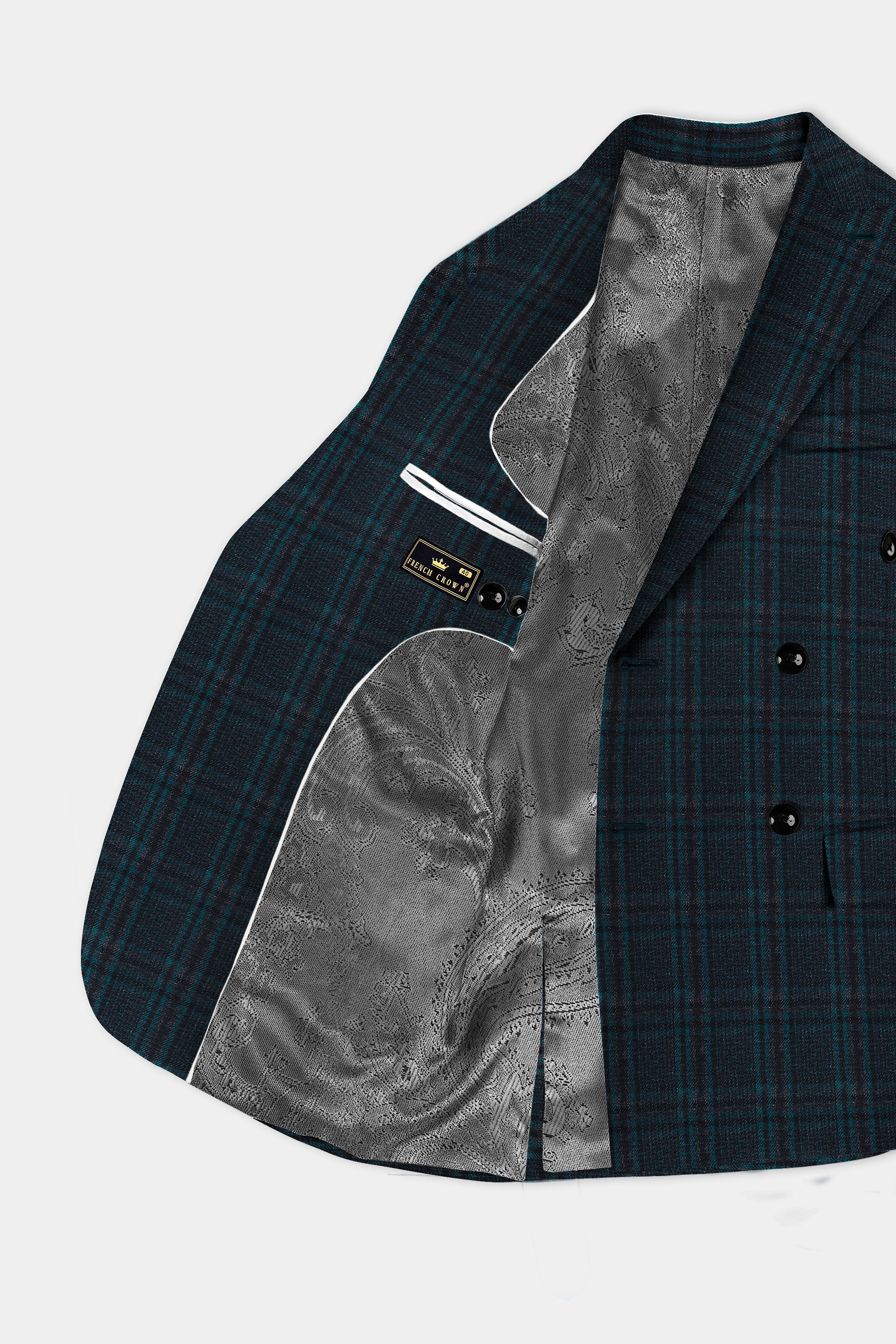 Royale-Cyprus Blue Plaid Tweed Double Breasted Suit