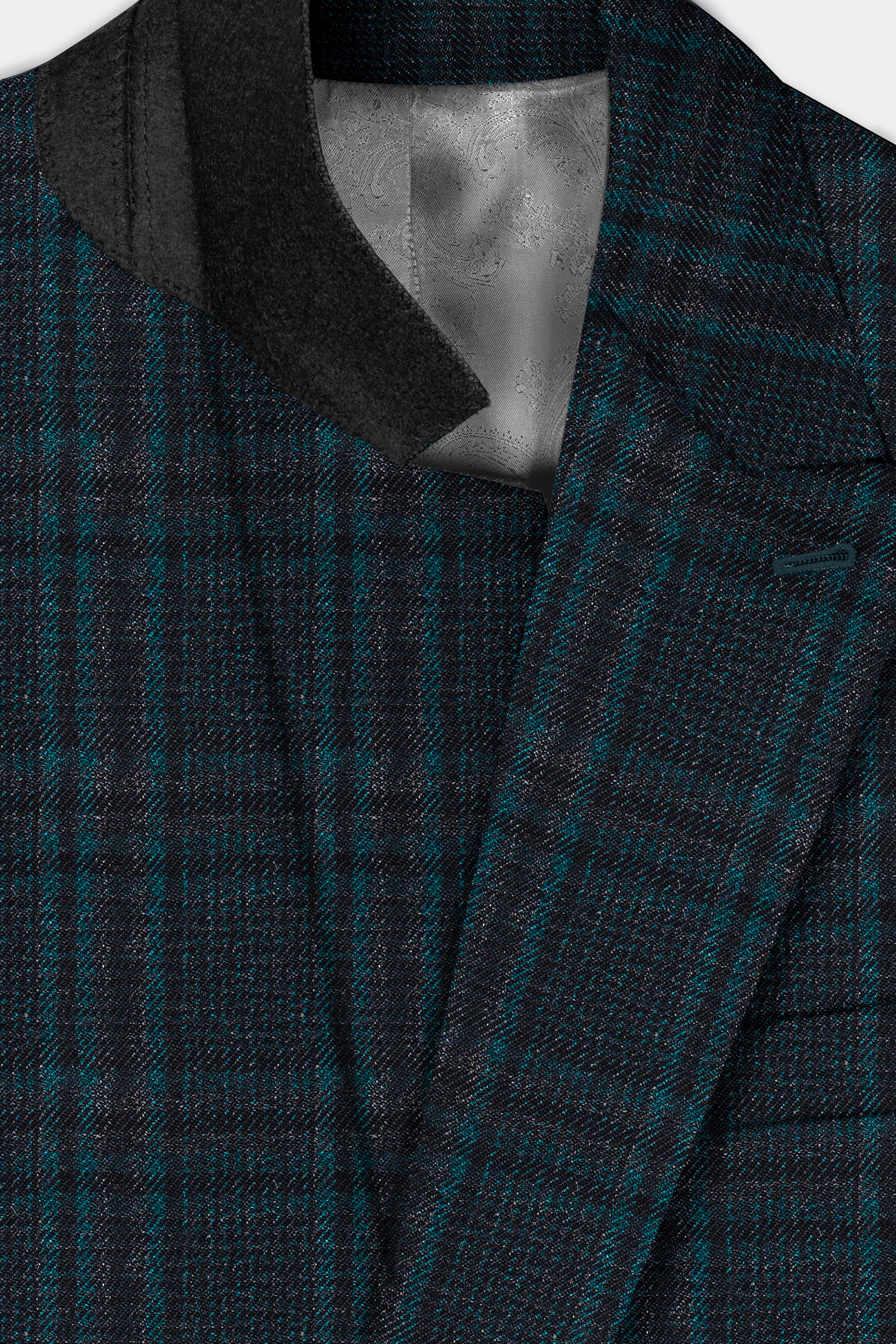 Royale-Cyprus Blue Plaid Tweed Double Breasted Suit