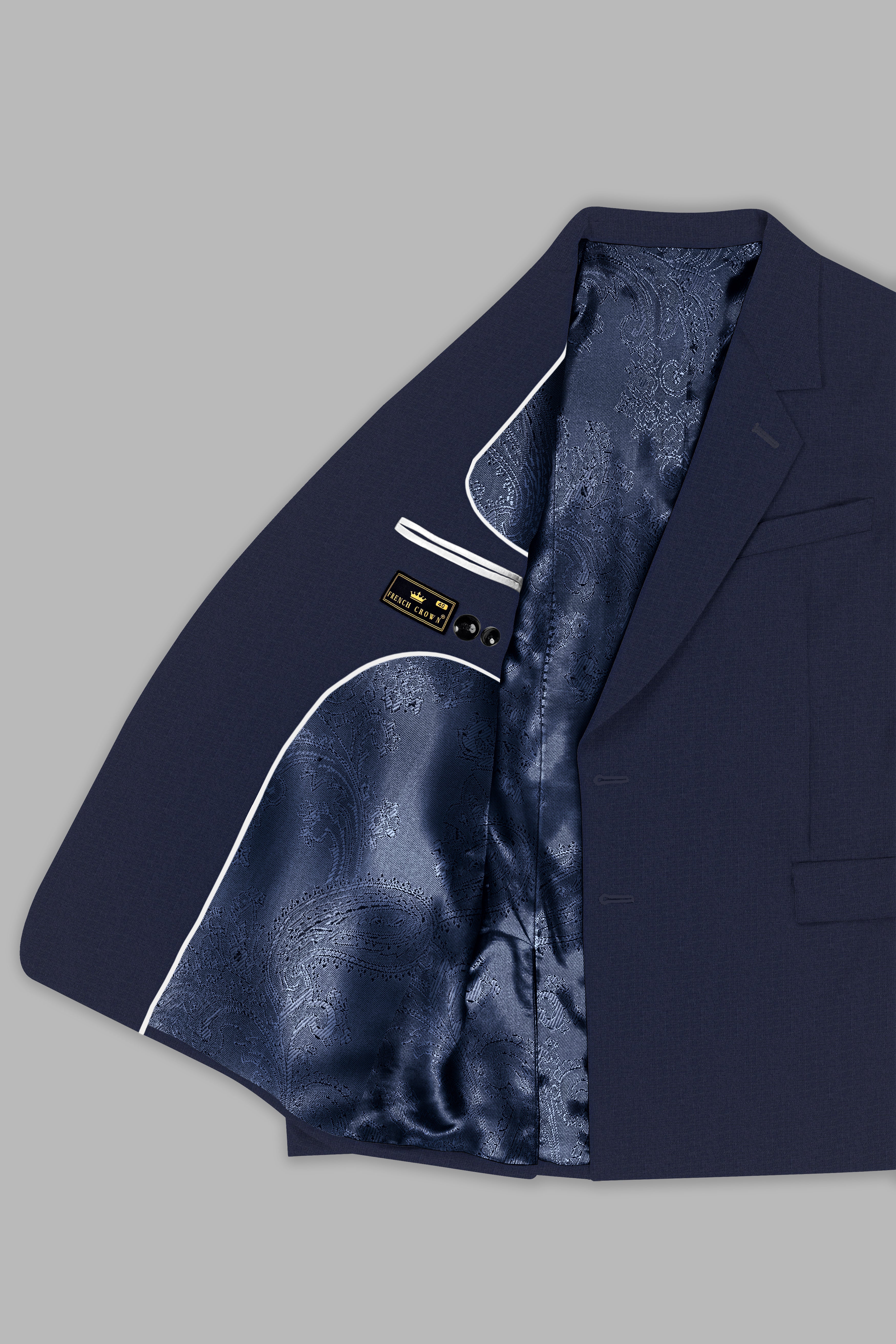 Tealish Blue Hand Painted Subtle Sheen Wool Blend Suit