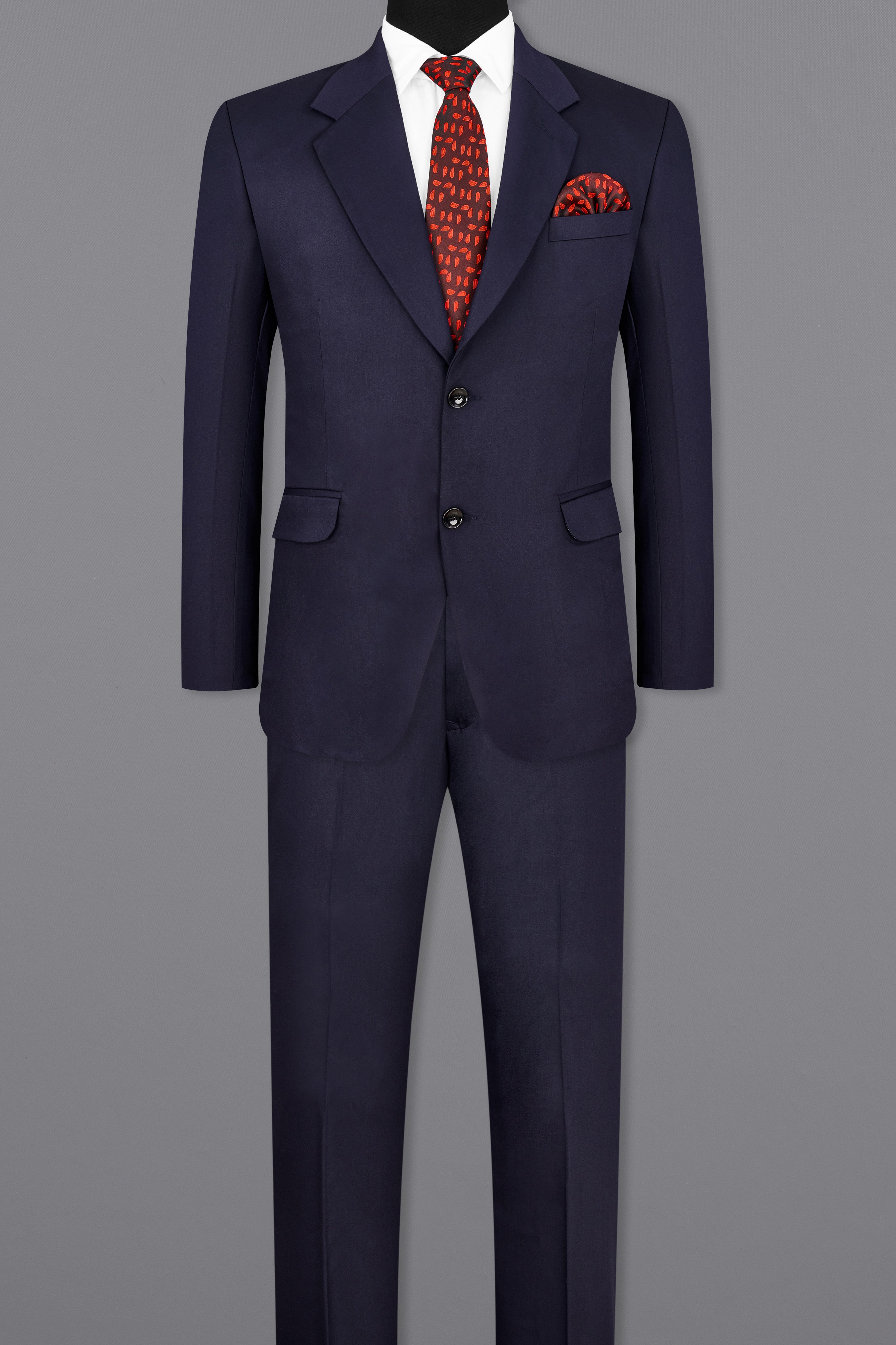 Navy Subtle Sheen Wool Blend Suit