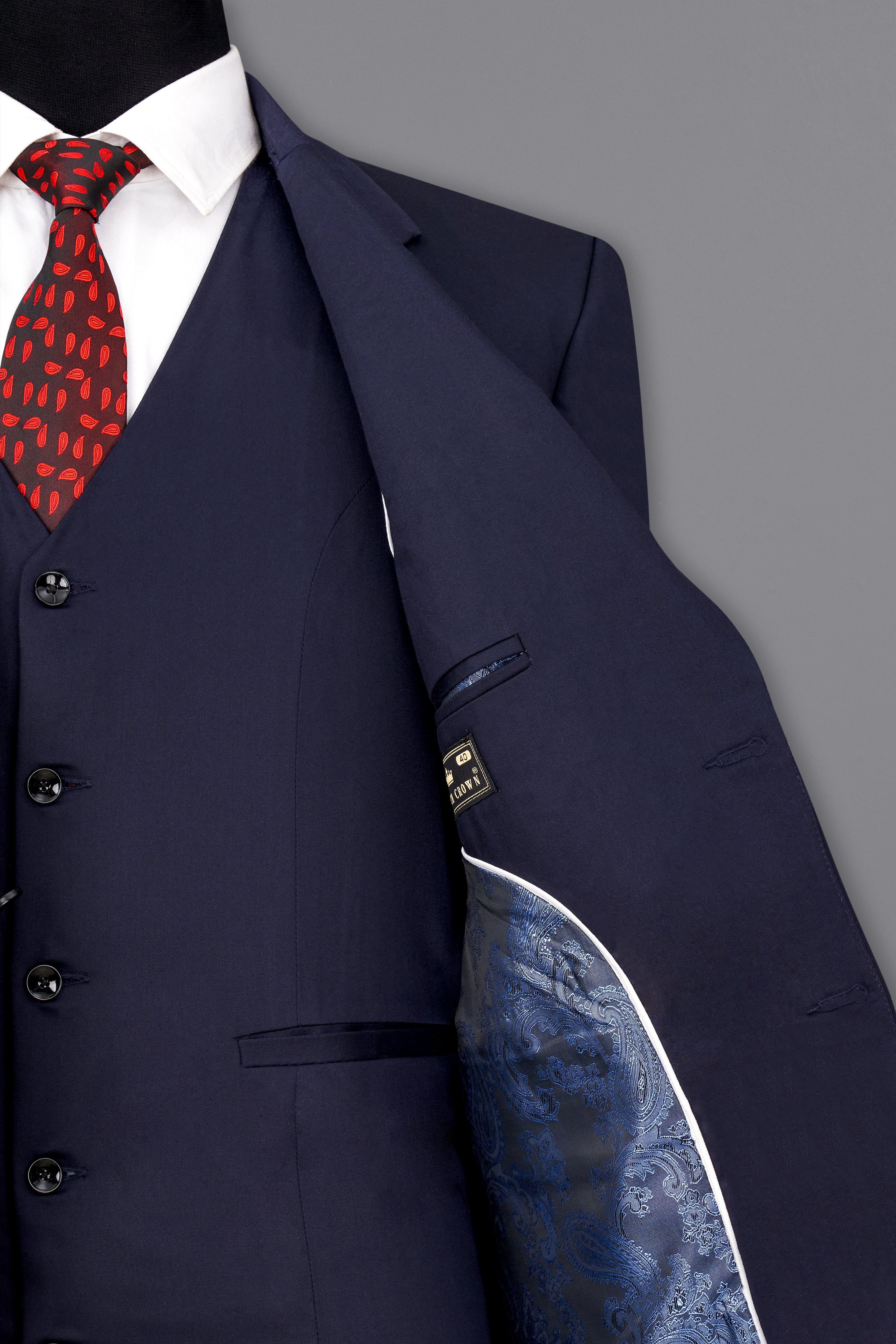 Navy Subtle Sheen Wool Blend Suit