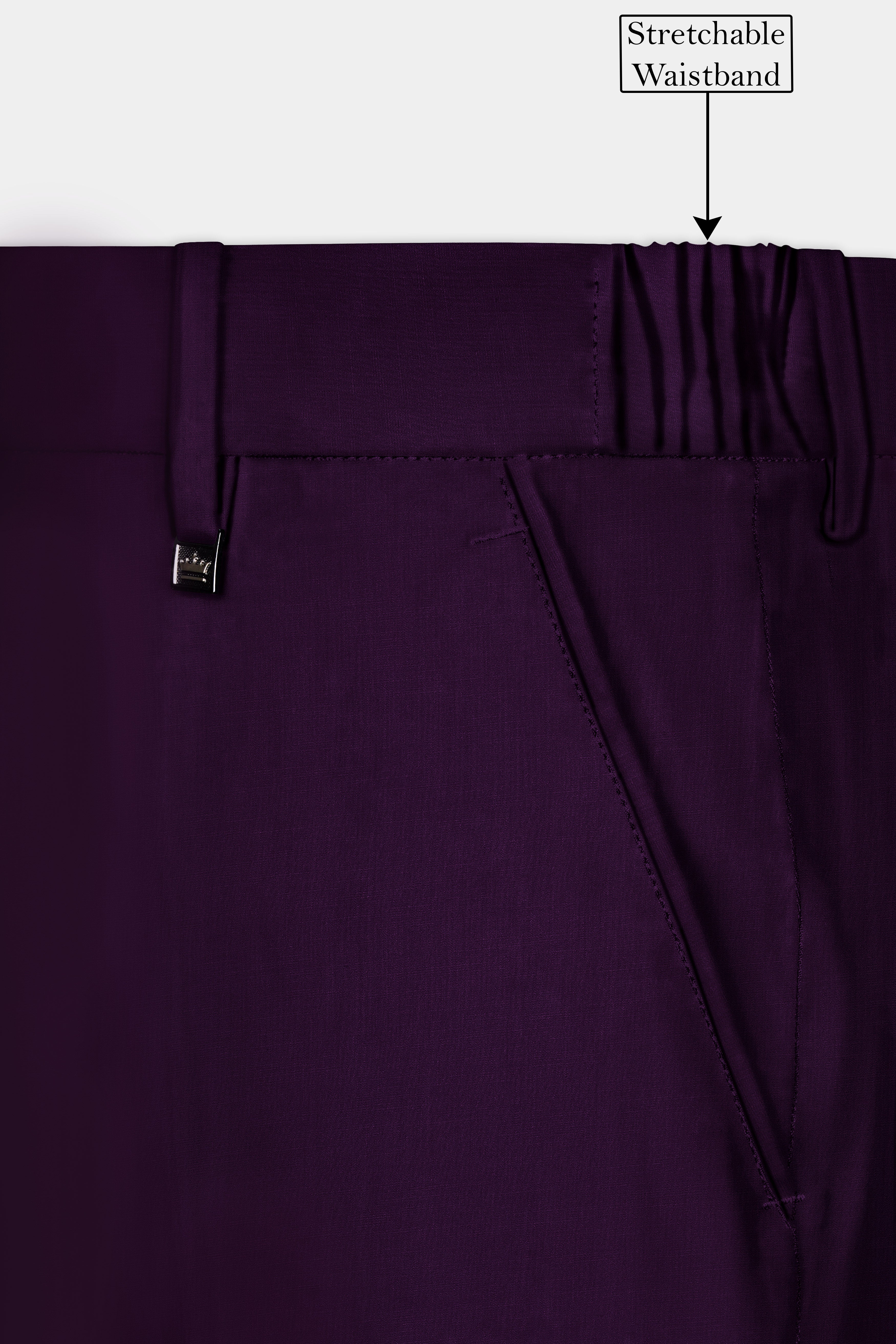 Regal Plum-Eggplant Purple Solid Wool Rich Bandhgala Stretchable traveler Suit