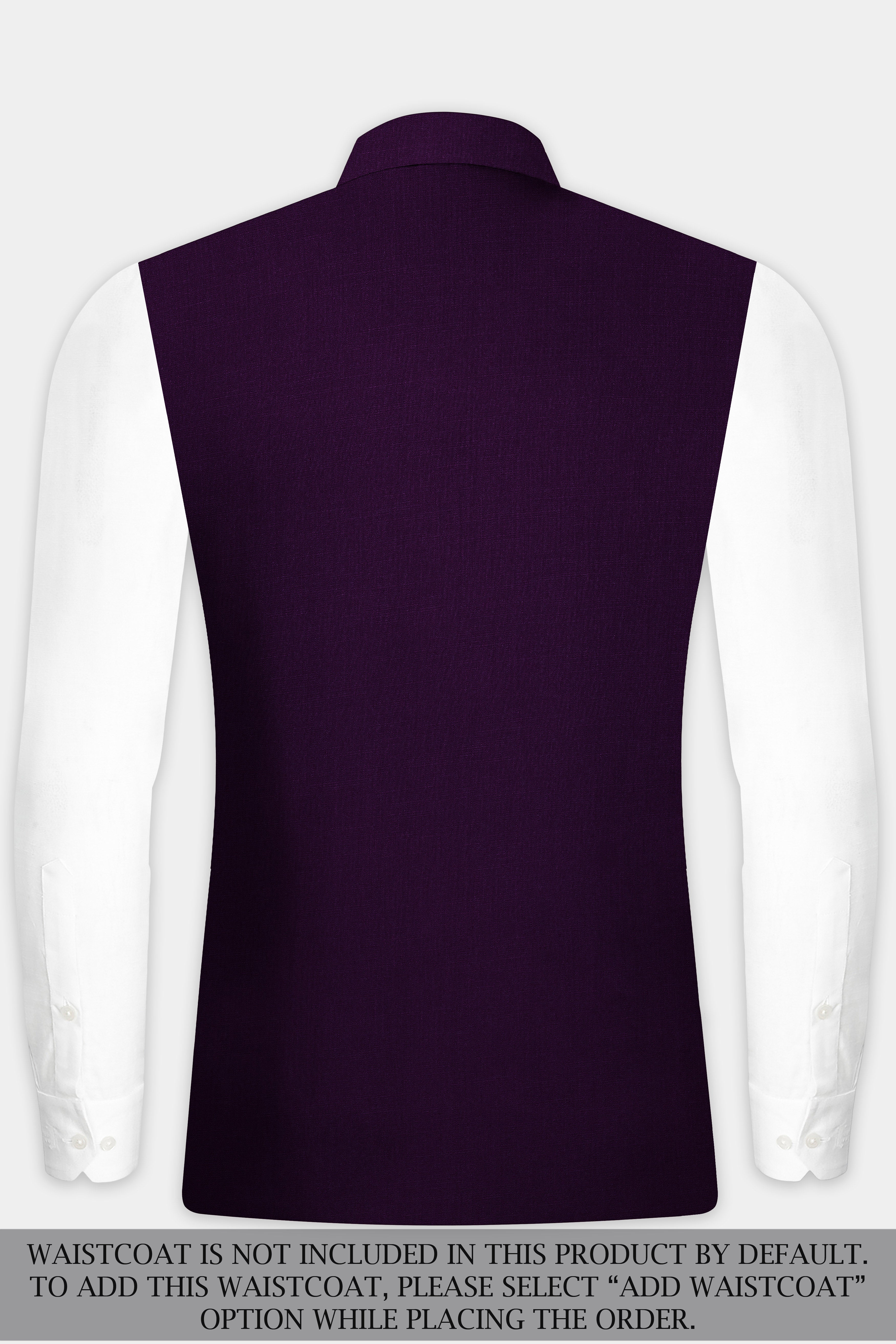 Regal Plum-Eggplant Purple Solid Wool Rich Bandhgala Slight Stretch Suit