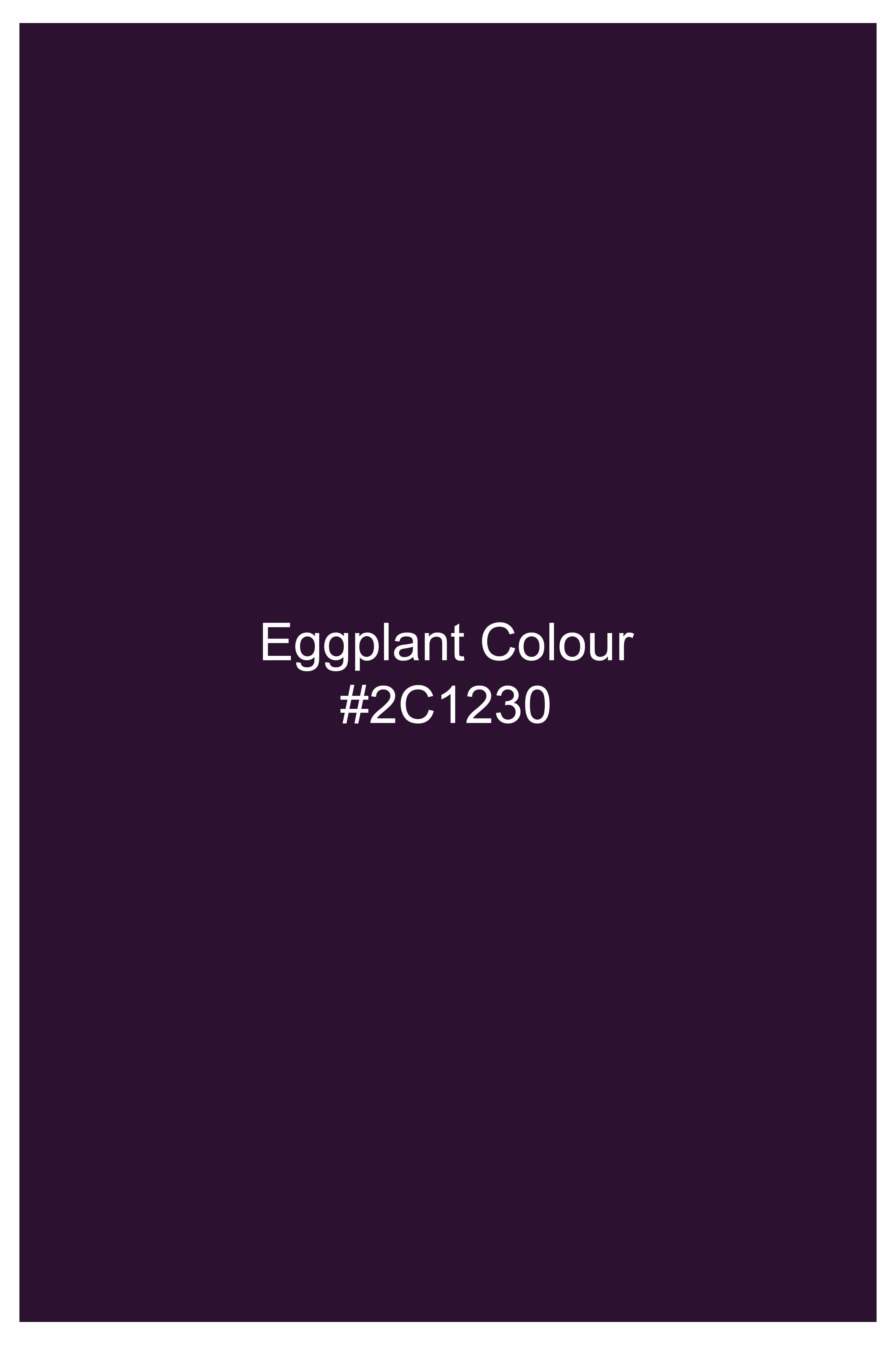 Regal Plum-Eggplant Purple Solid Wool Rich Bandhgala Stretchable traveler Suit