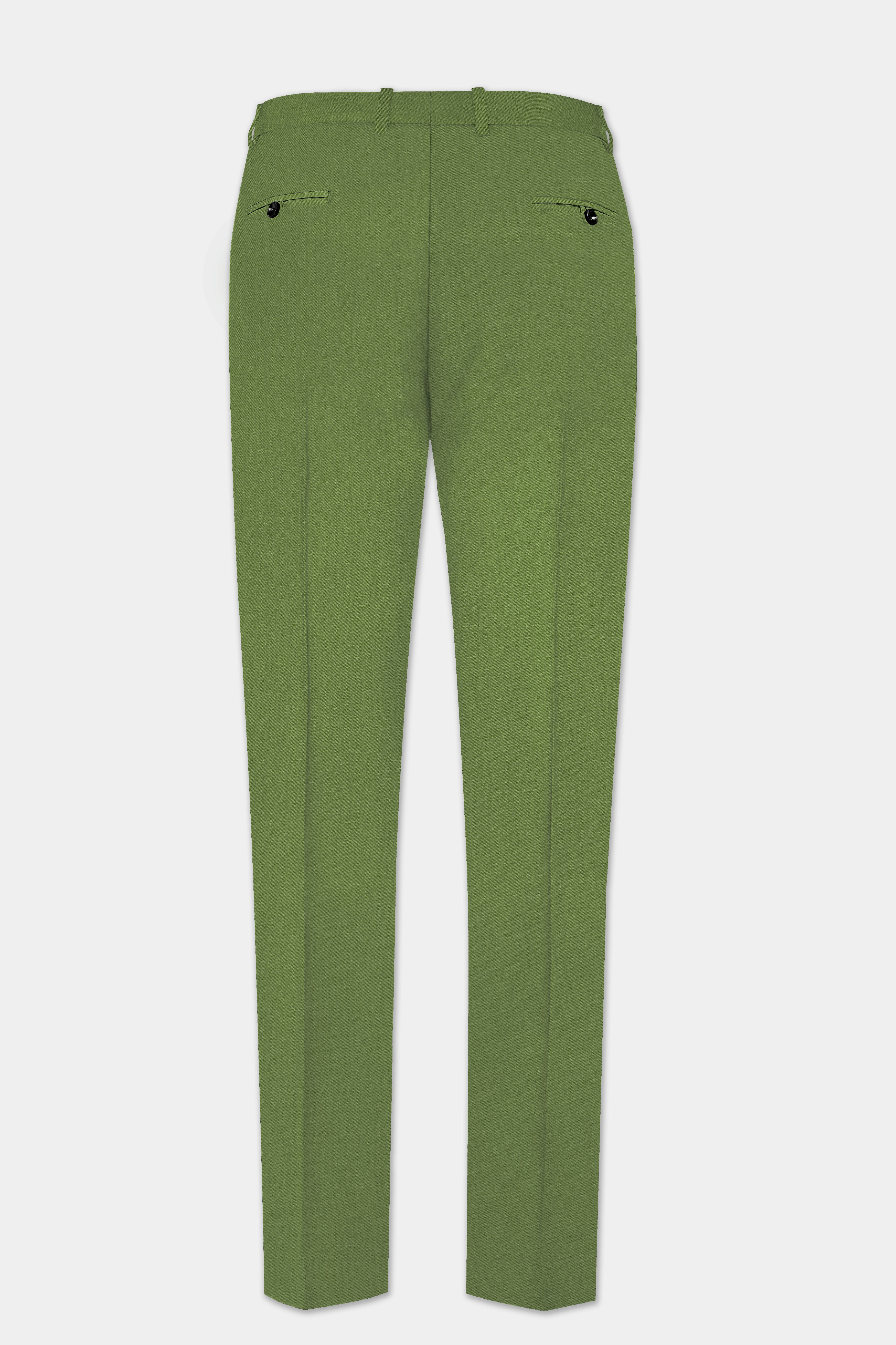 Sage Regal-Dingley Green Solid Wool Rich Bandhgala Stretchable traveler Suit