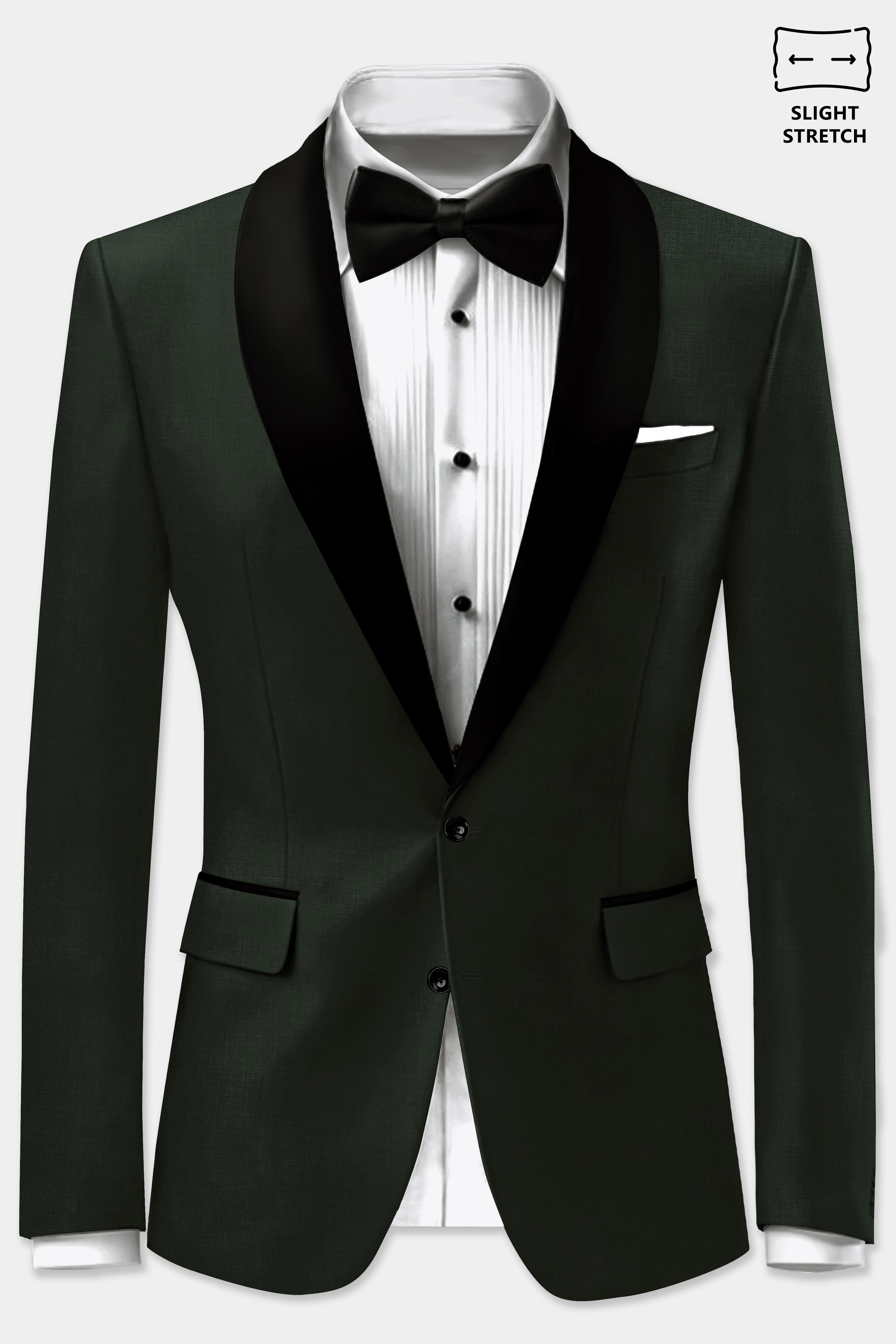 Verdant Majesty-Juniper Green Solid Wool Rich Tuxedo Slight Stretch Suit