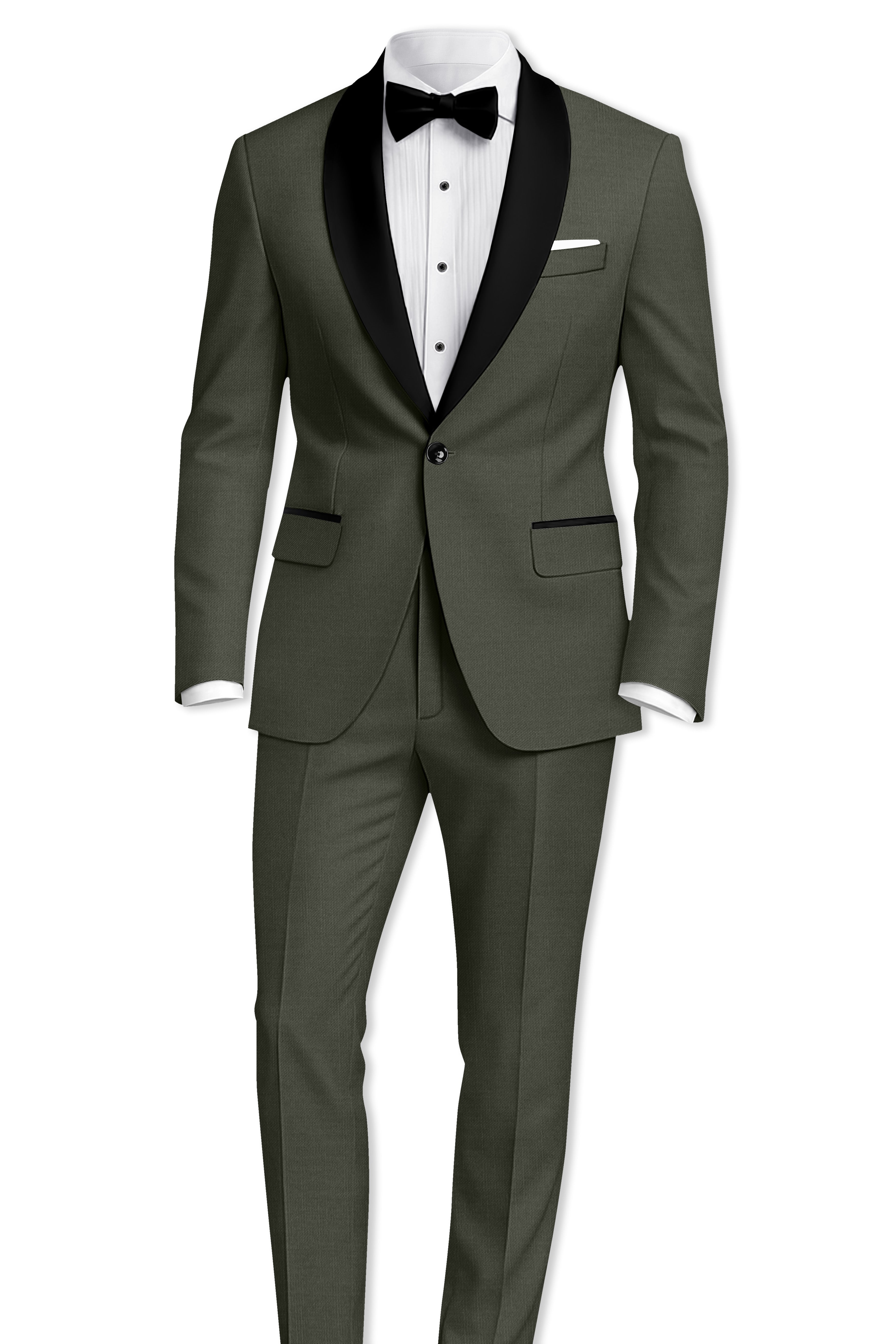 Verdant Majesty-Juniper Green Solid Wool Rich Tuxedo Slight Stretch Suit