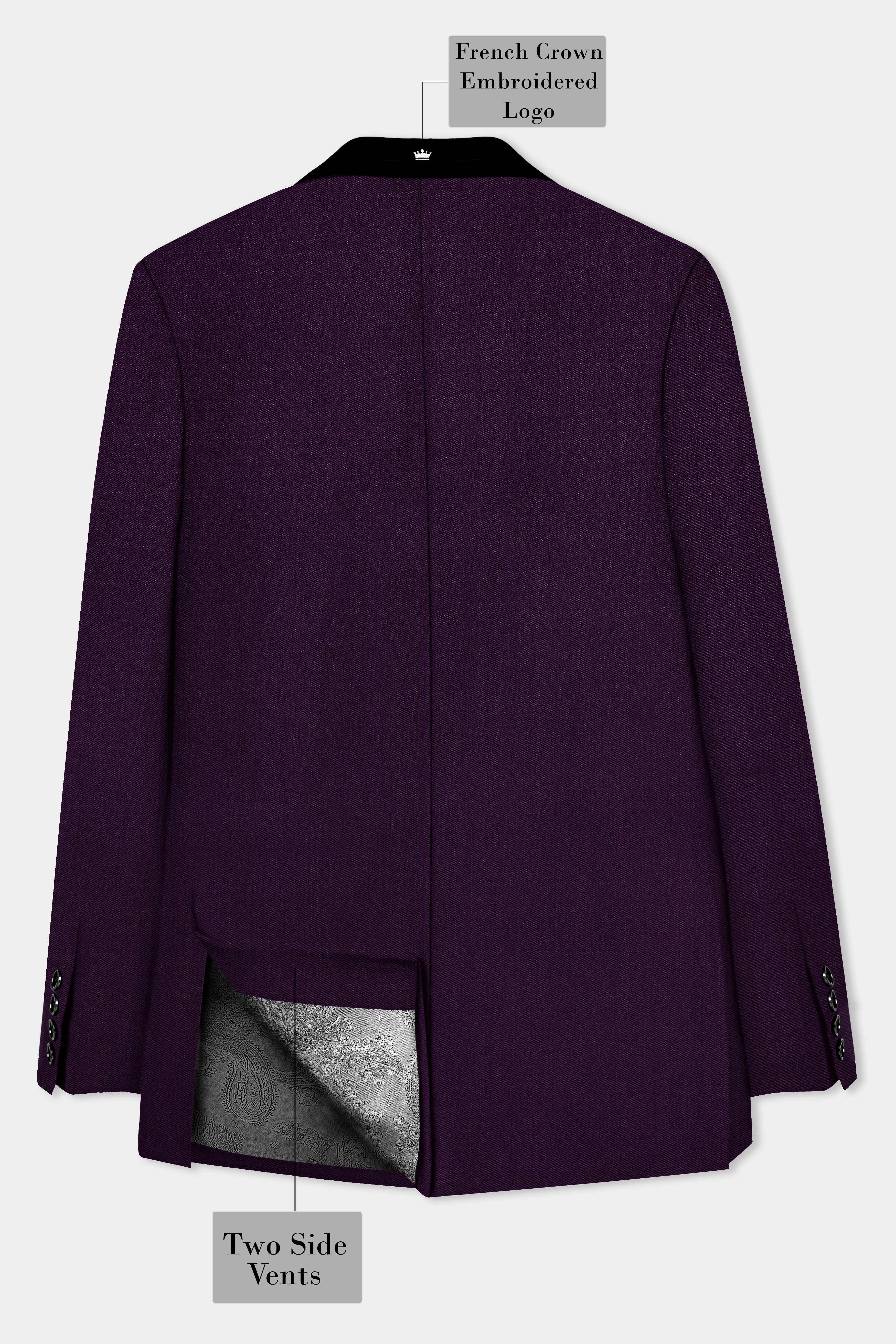 Regal Plum-Eggplant Purple Solid Wool Rich Tuxedo Slight Stretch Suit