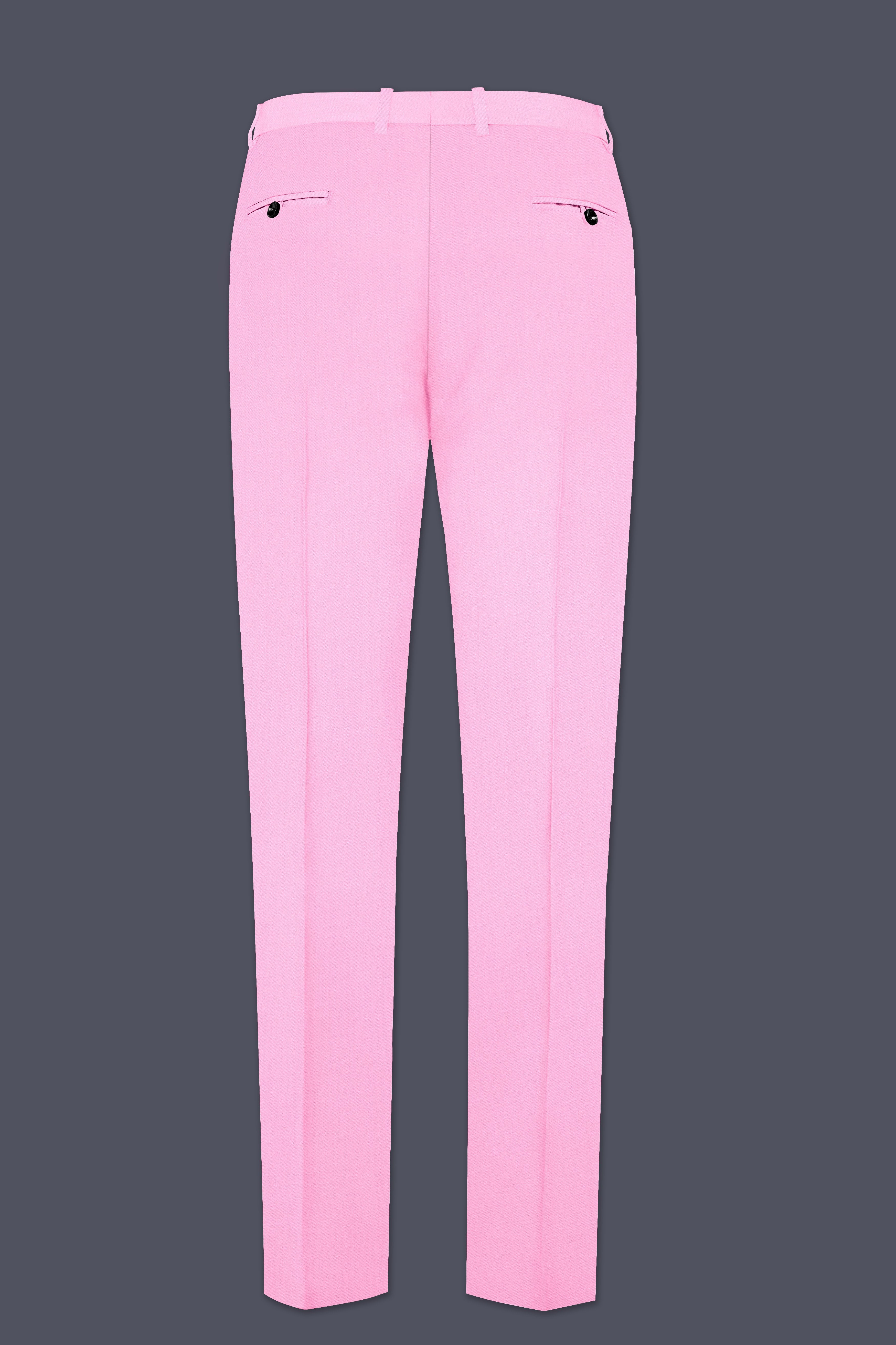 Rosé Reverie-Pestel Pink Solid Wool Rich Tuxedo Slight Stretch Suit