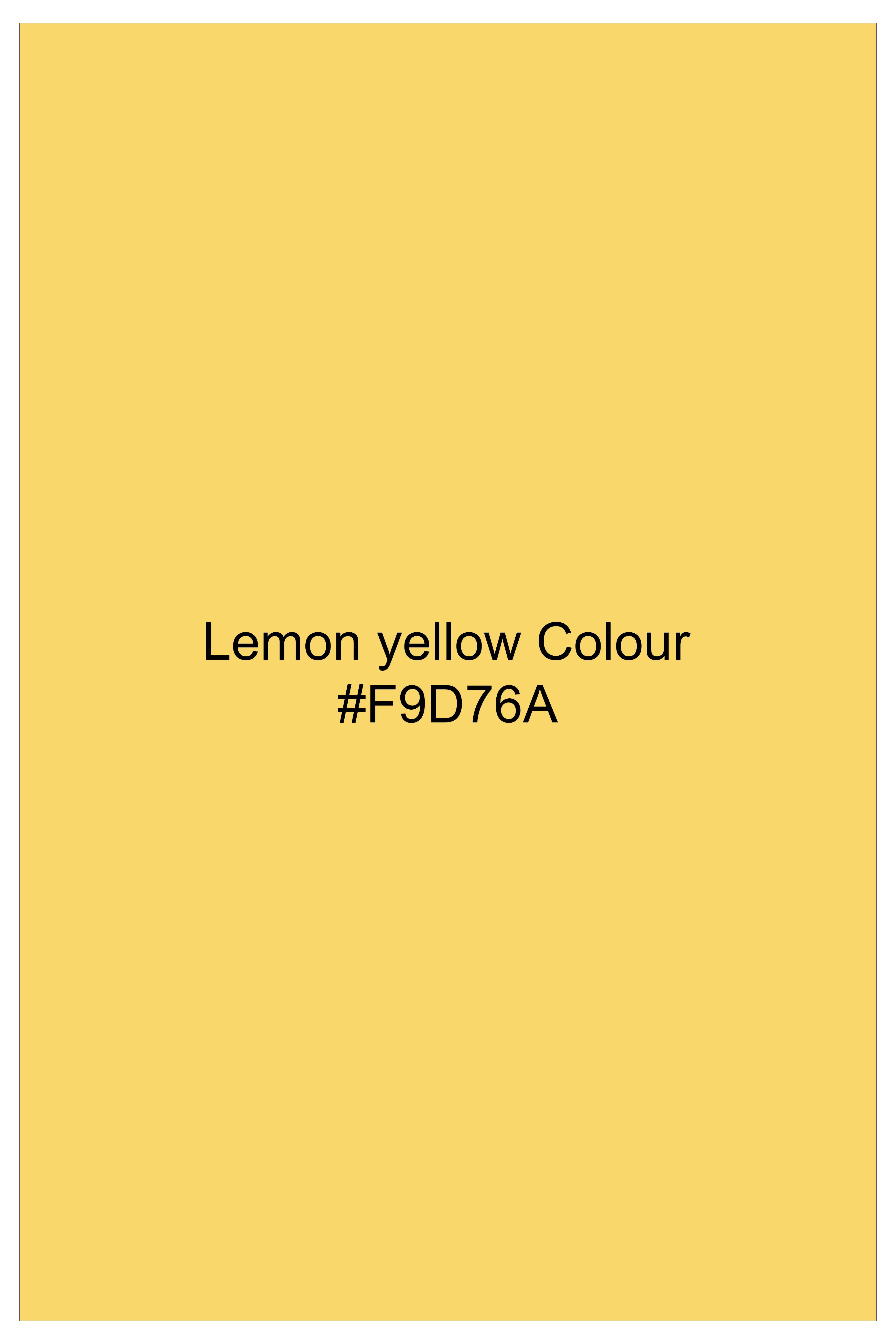 Saffron Elegance-Lemon Yellow Solid Wool Rich Peak Lapel Tuxedo Slight Stretch Suit