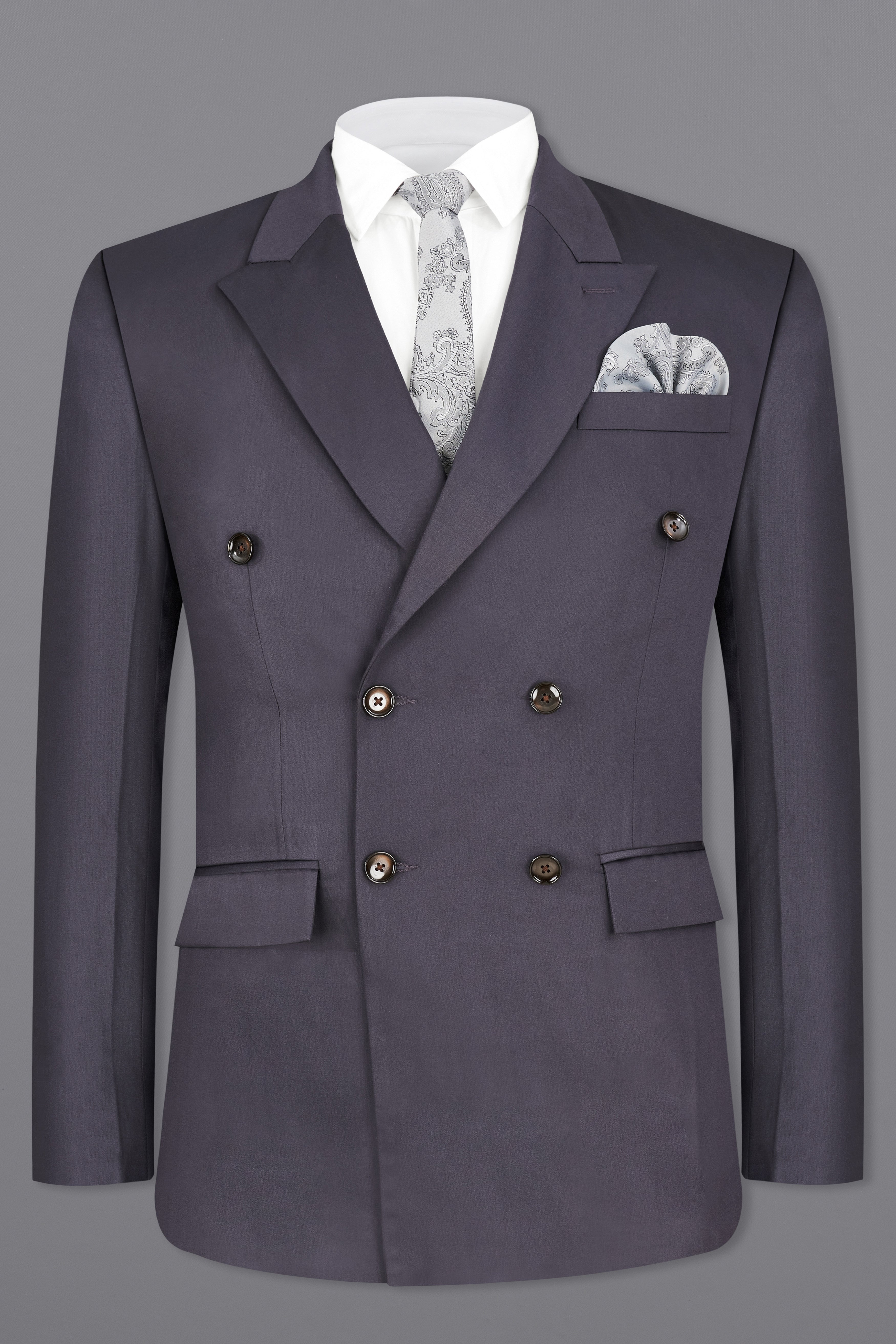 Porpoise Grey Subtle Sheen Wool Blend Double Breasted Suit