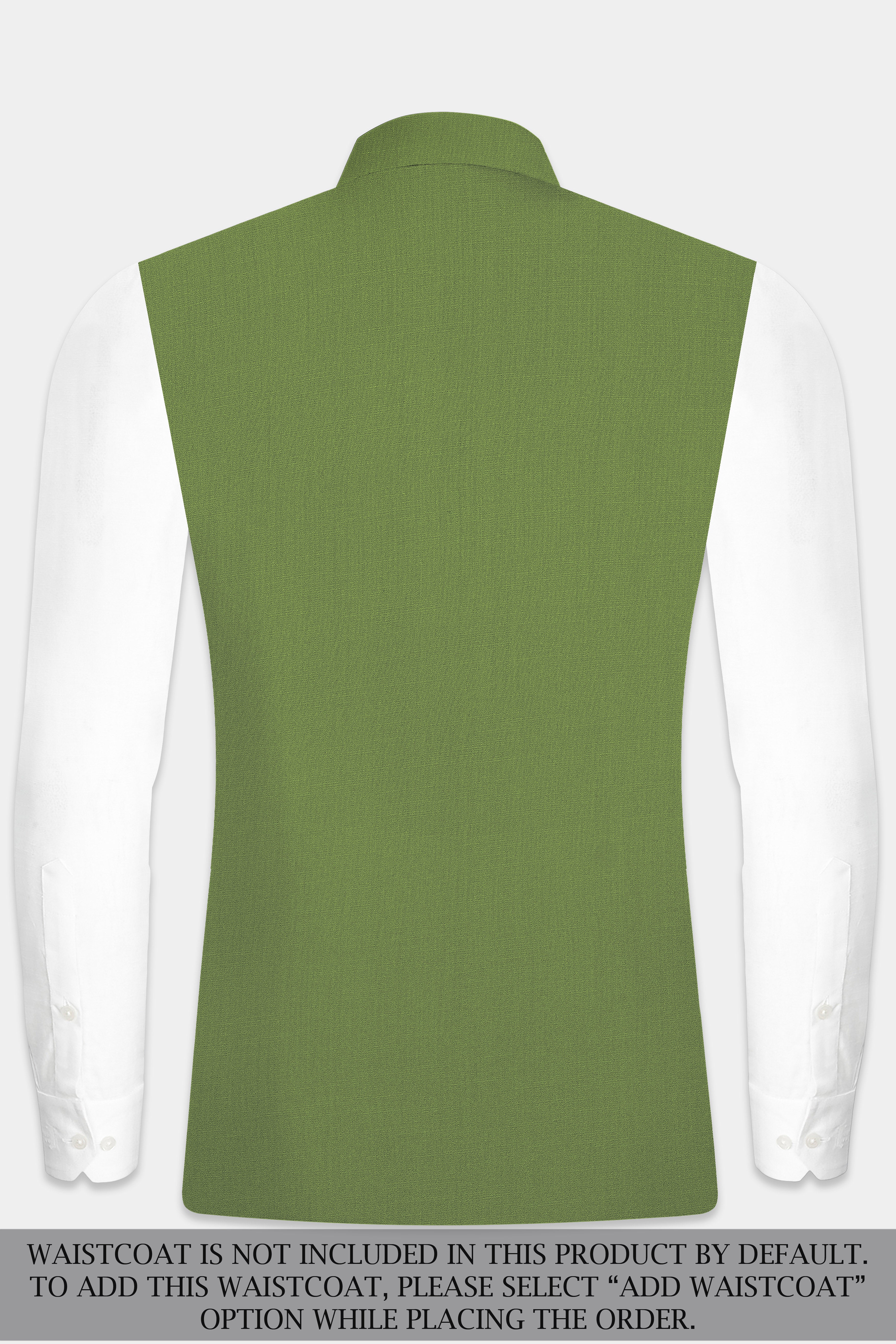 Sage Regal-Dingley Green Solid Wool Rich Cross Placket Bandhgala Slight Stretch Suit