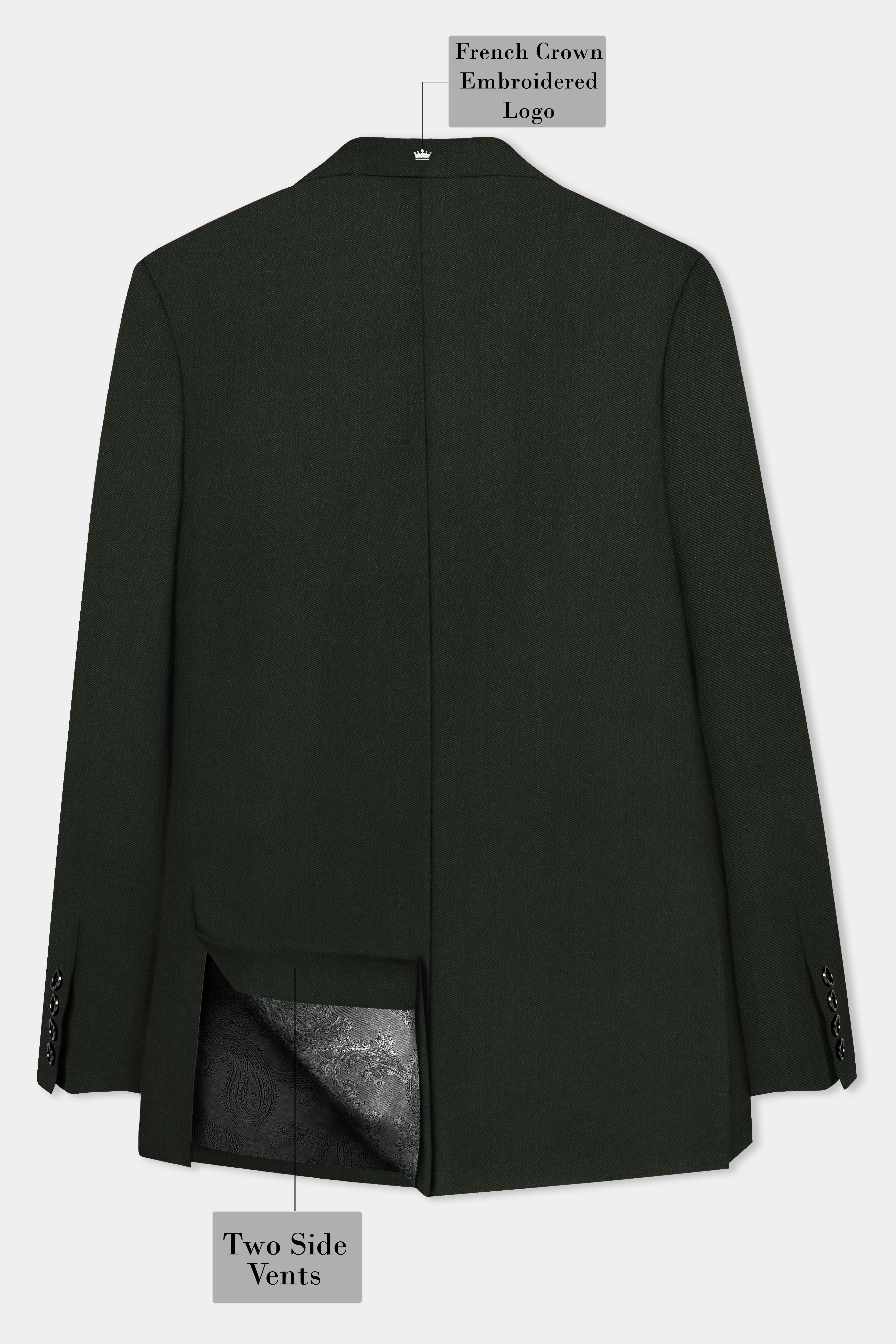 Verdant Majesty-Juniper Green Solid Wool Rich Double Breasted Slight Stretch Suit