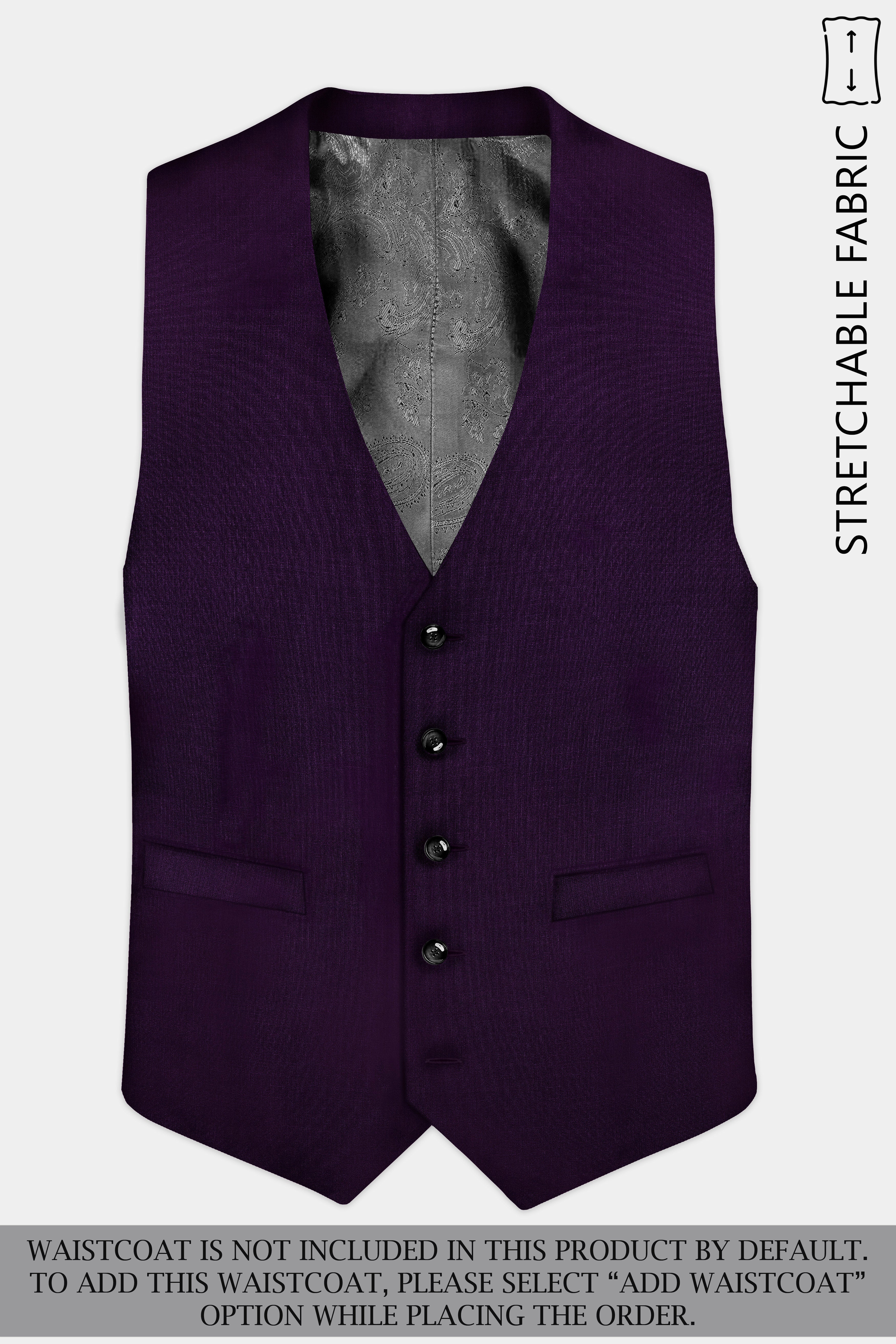 Regal Plum-Eggplant Purple Solid Wool Rich Double Breasted Stretchable traveler Suit