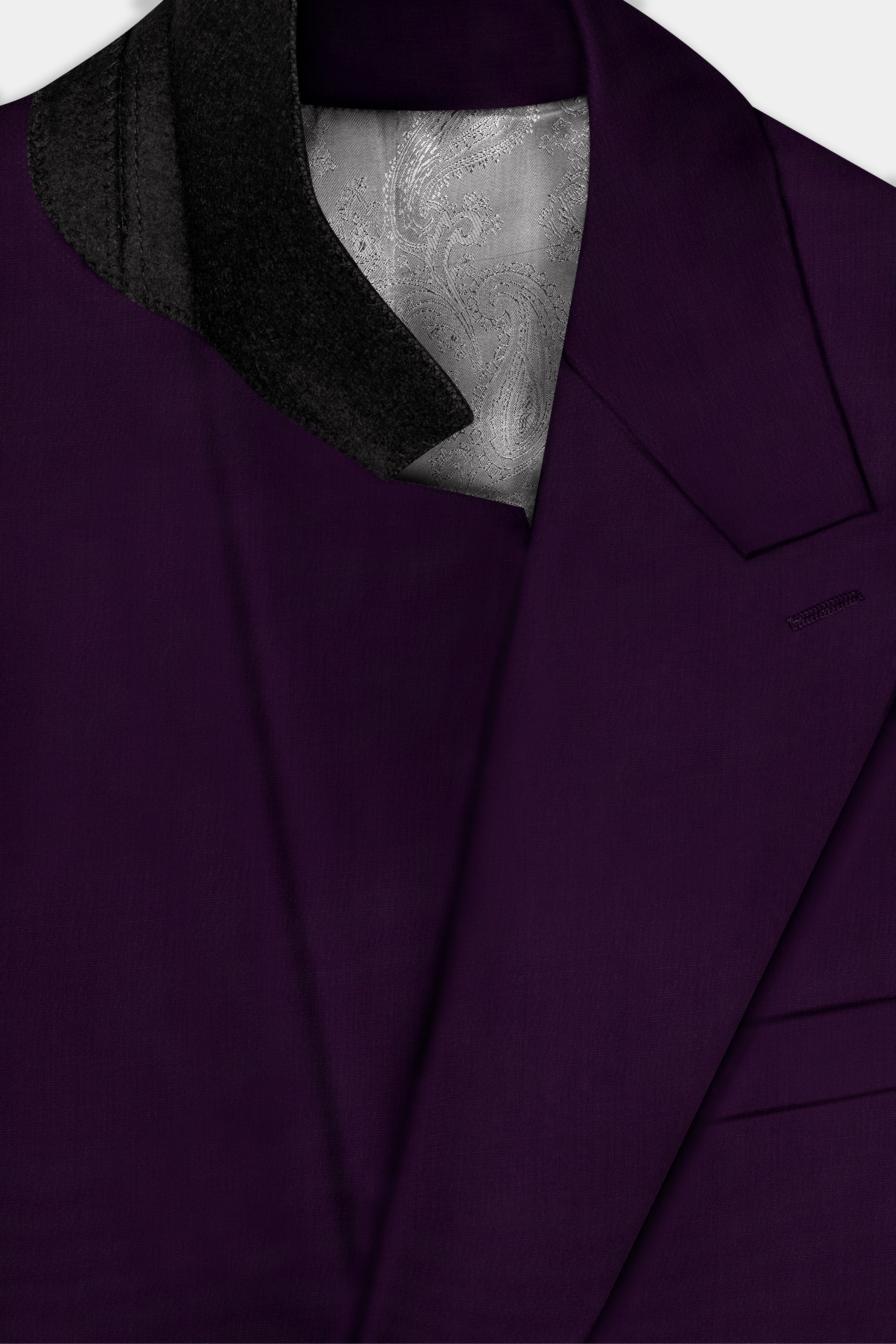Regal Plum-Eggplant Purple Solid Wool Rich Double Breasted Stretchable traveler Suit