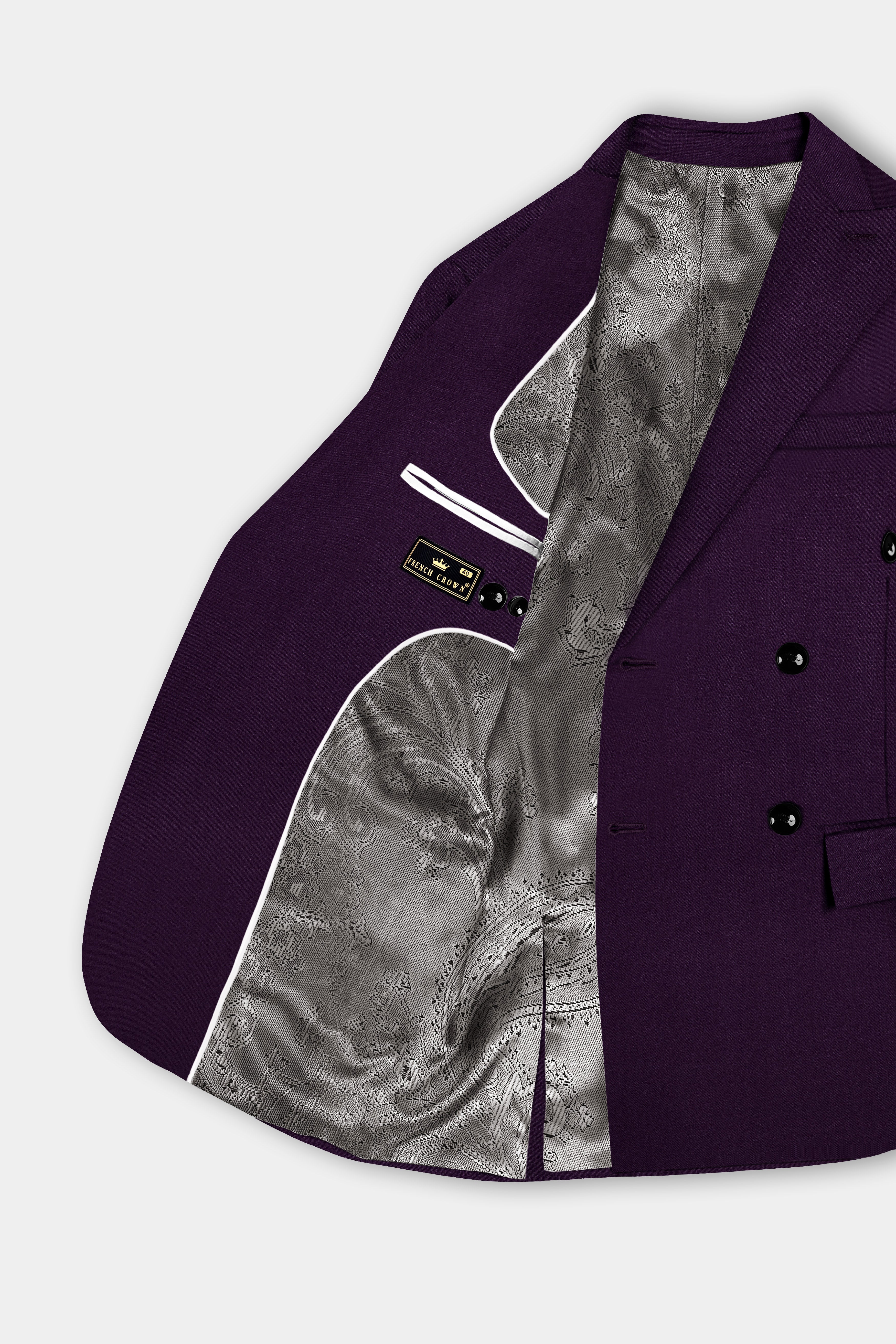 Regal Plum-Eggplant Purple Solid Wool Rich Double Breasted Stretchable traveler Suit