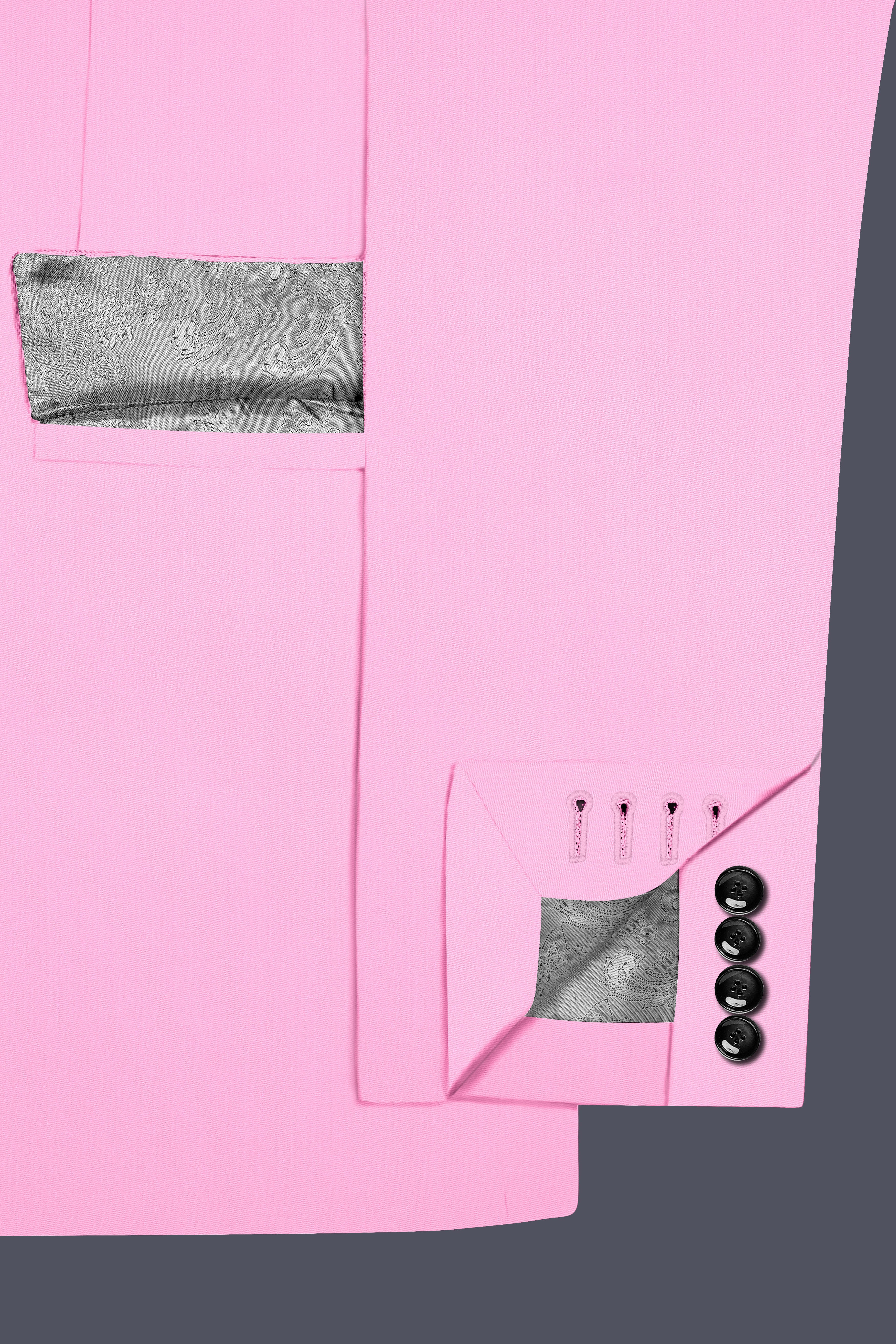 Rosé Reverie-Pestel Pink Solid Wool Rich Double Breasted Slight Stretch Suit