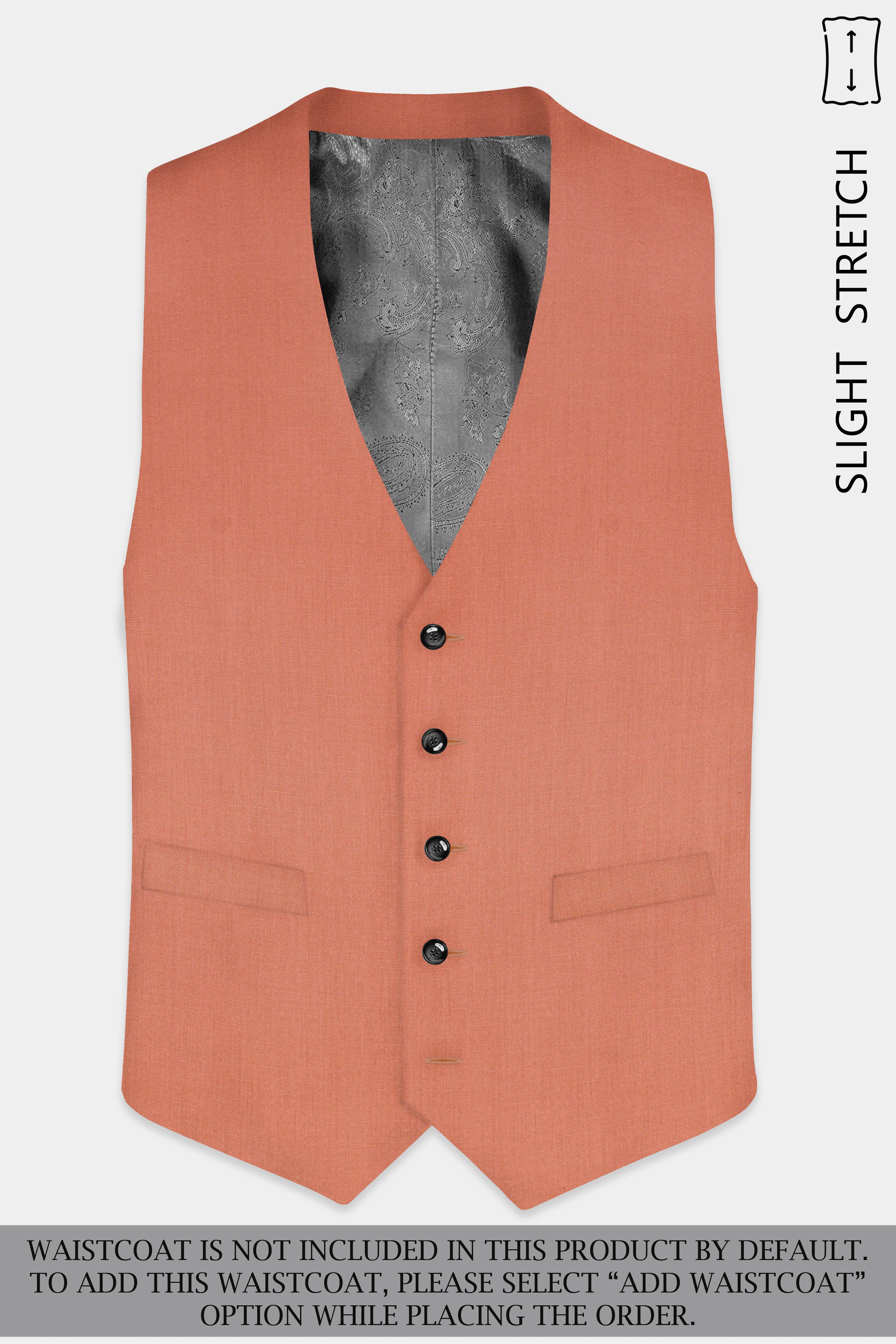 Spiced Sunset-Salmon Orange Solid Wool Rich Double Breasted Slight Stretch Suit