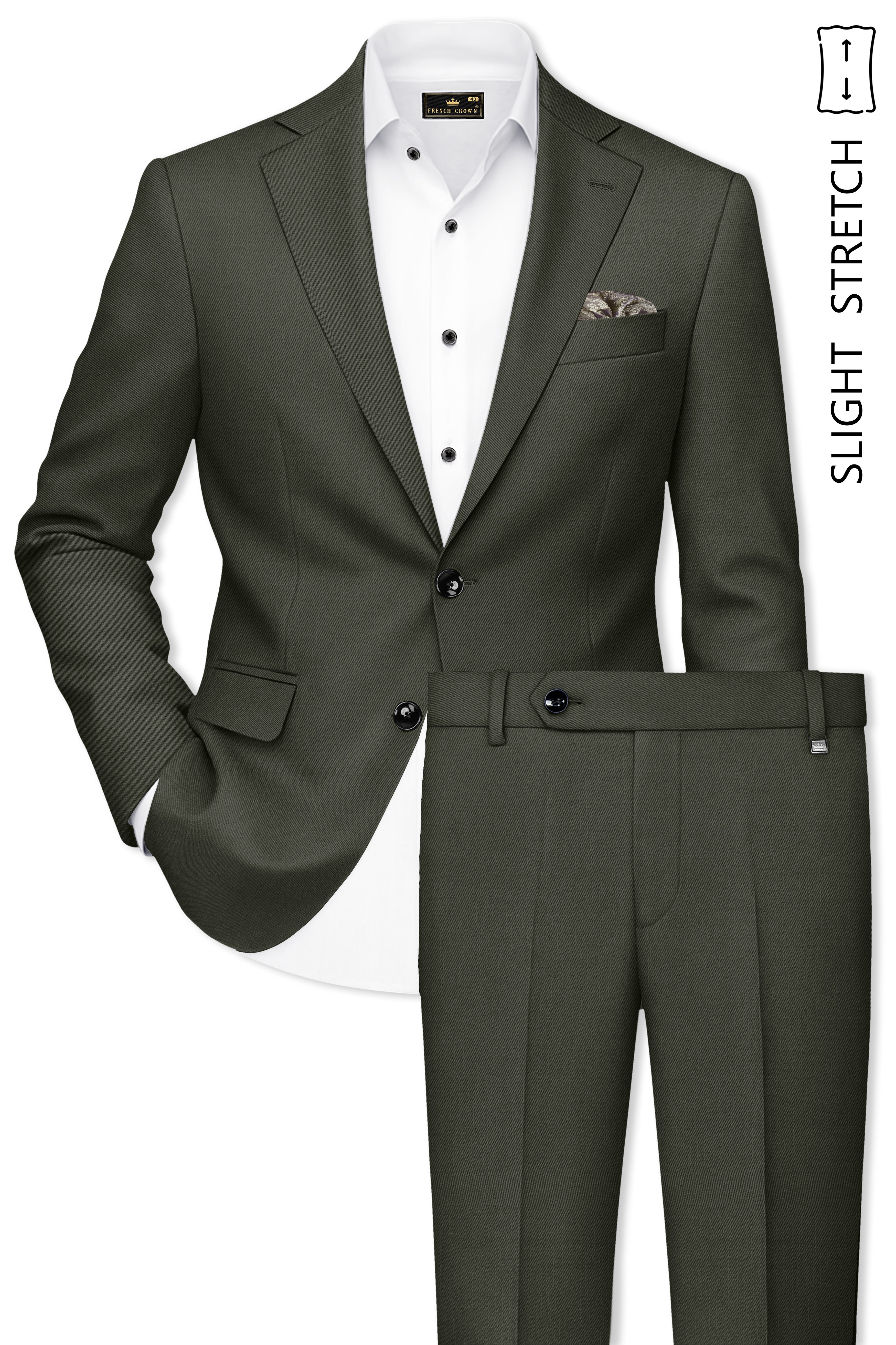 Verdant Majesty-Juniper Green Solid Premium Wool Rich Single