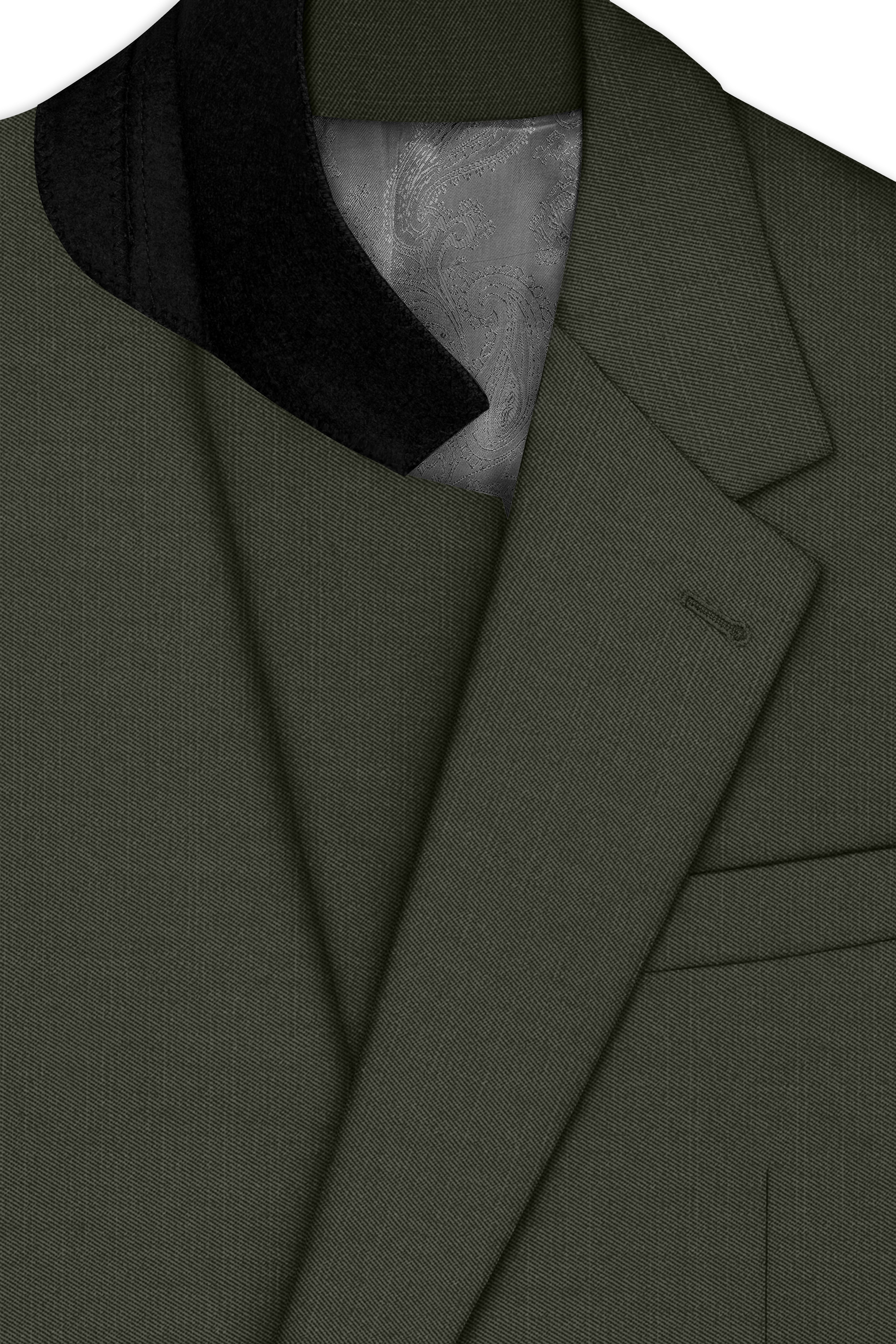 Verdant Majesty-Juniper Green Solid Wool Rich Single Breasted Slight Stretch Suit