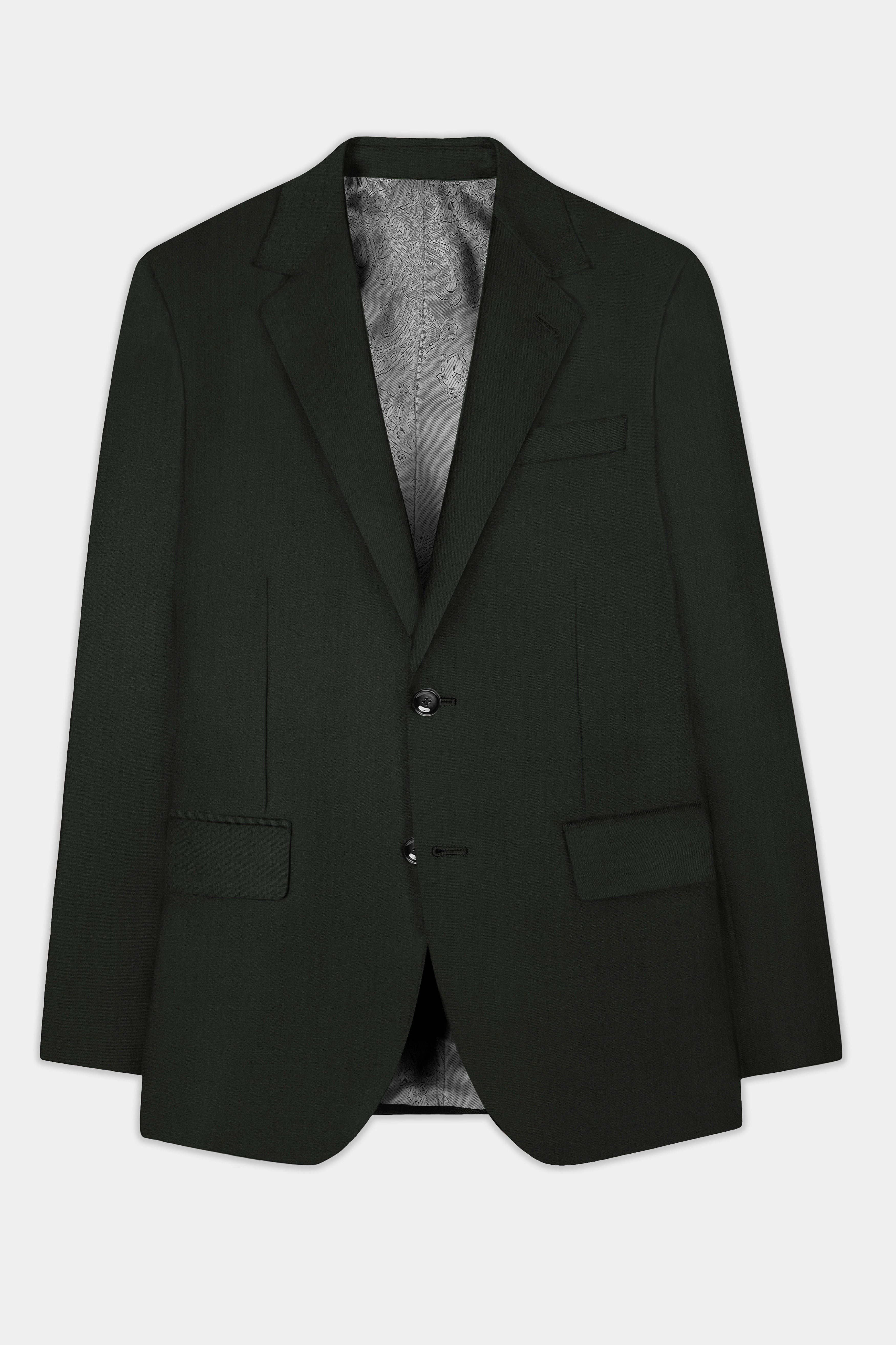Verdant Majesty-Juniper Green Solid Wool Rich Single Breasted Stretchable traveler Suit