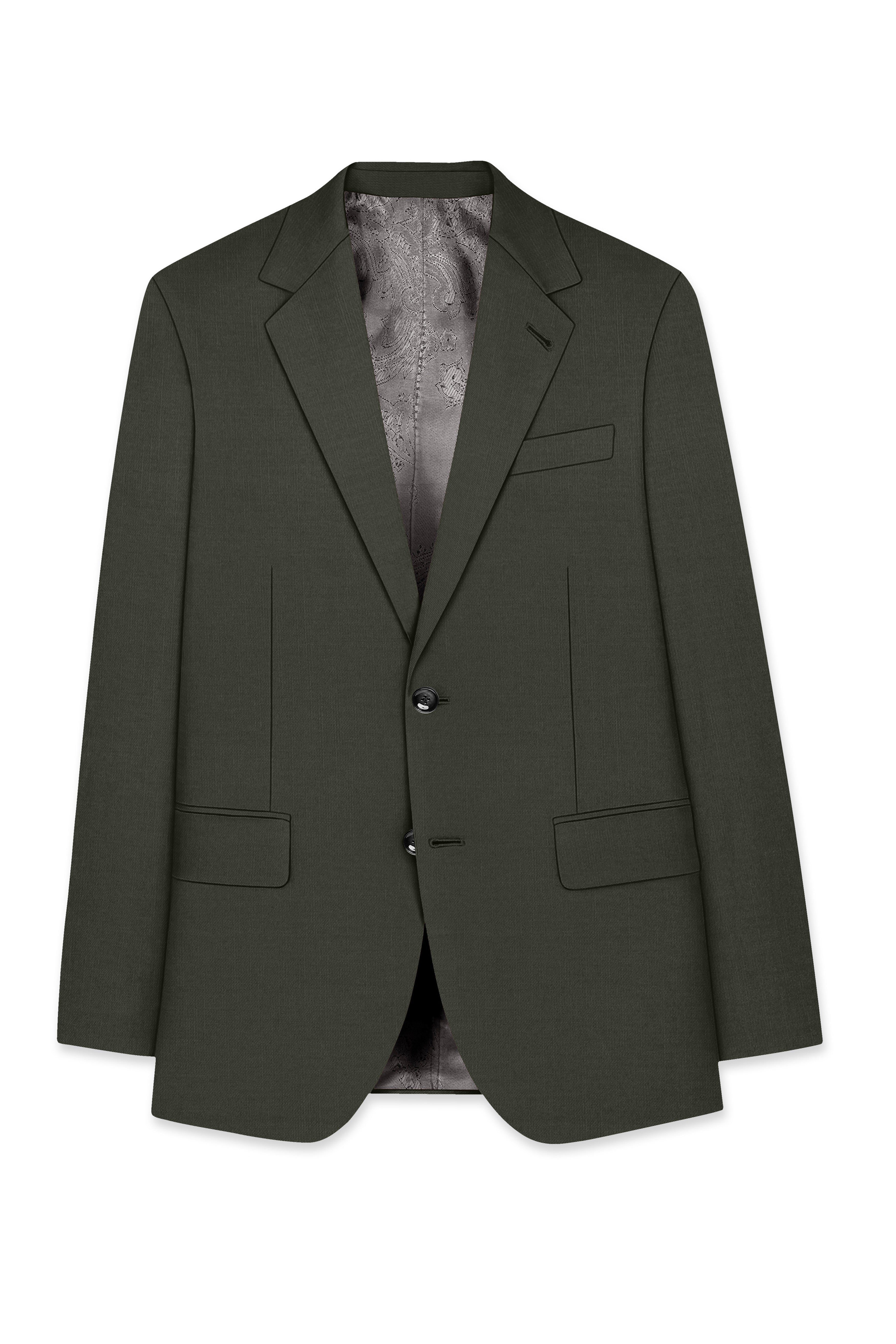 Verdant Majesty-Juniper Green Solid Wool Rich Single Breasted Slight Stretch Suit