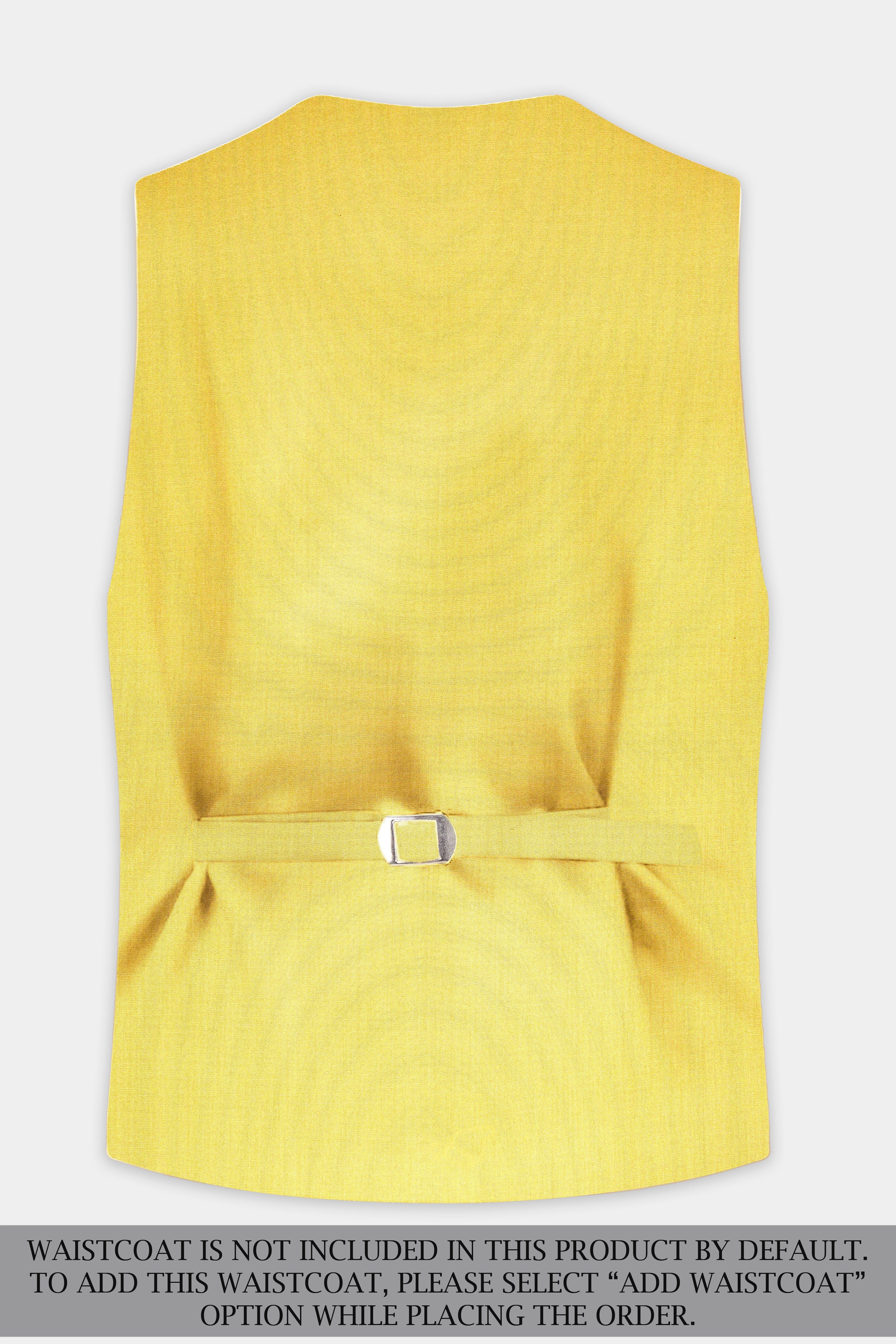 Saffron Elegance-Lemon Yellow Solid Wool Rich Single Breasted Stretchable traveler Suit