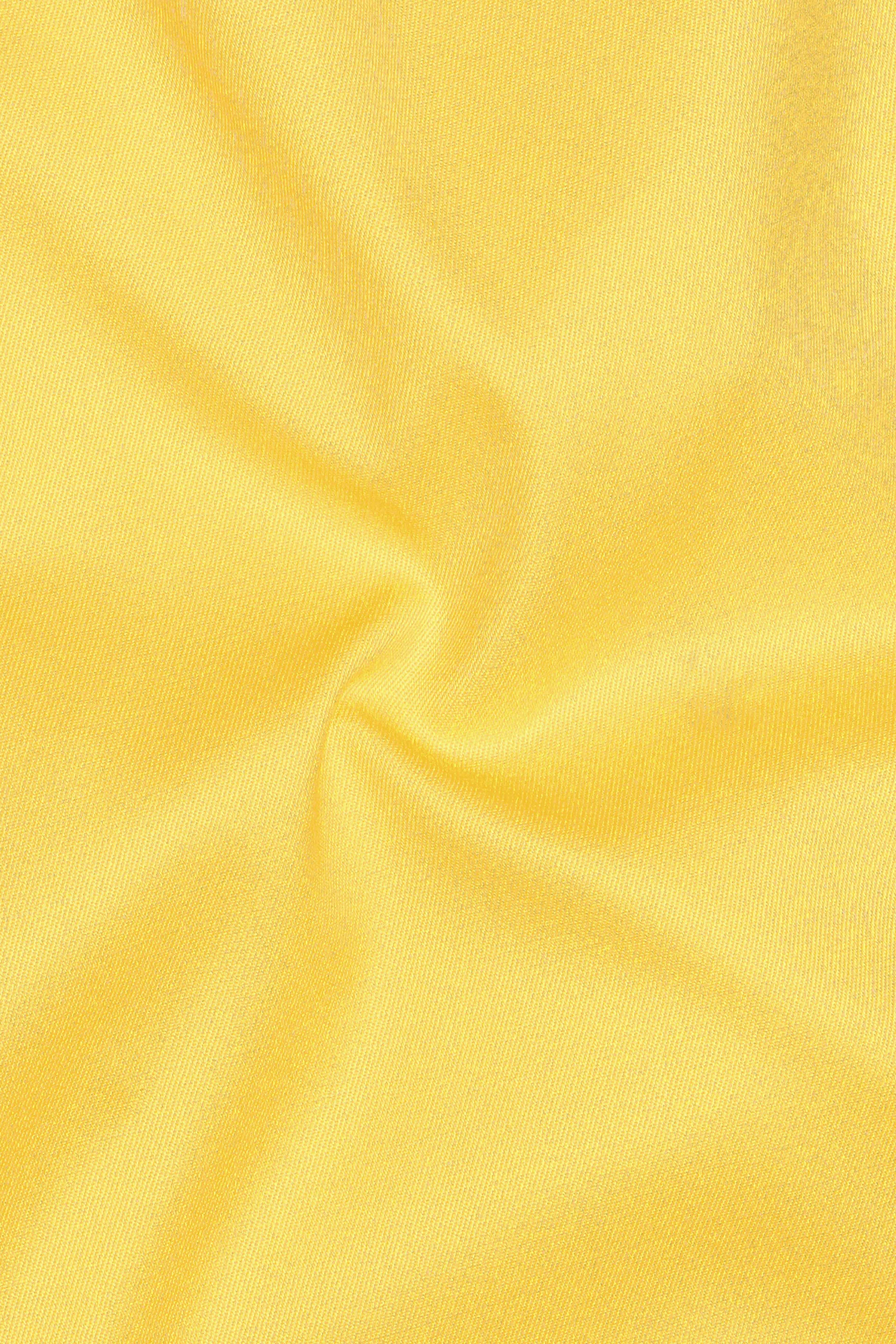 Saffron Elegance-Lemon Yellow Solid Wool Rich Single Breasted Slight Stretch Suit