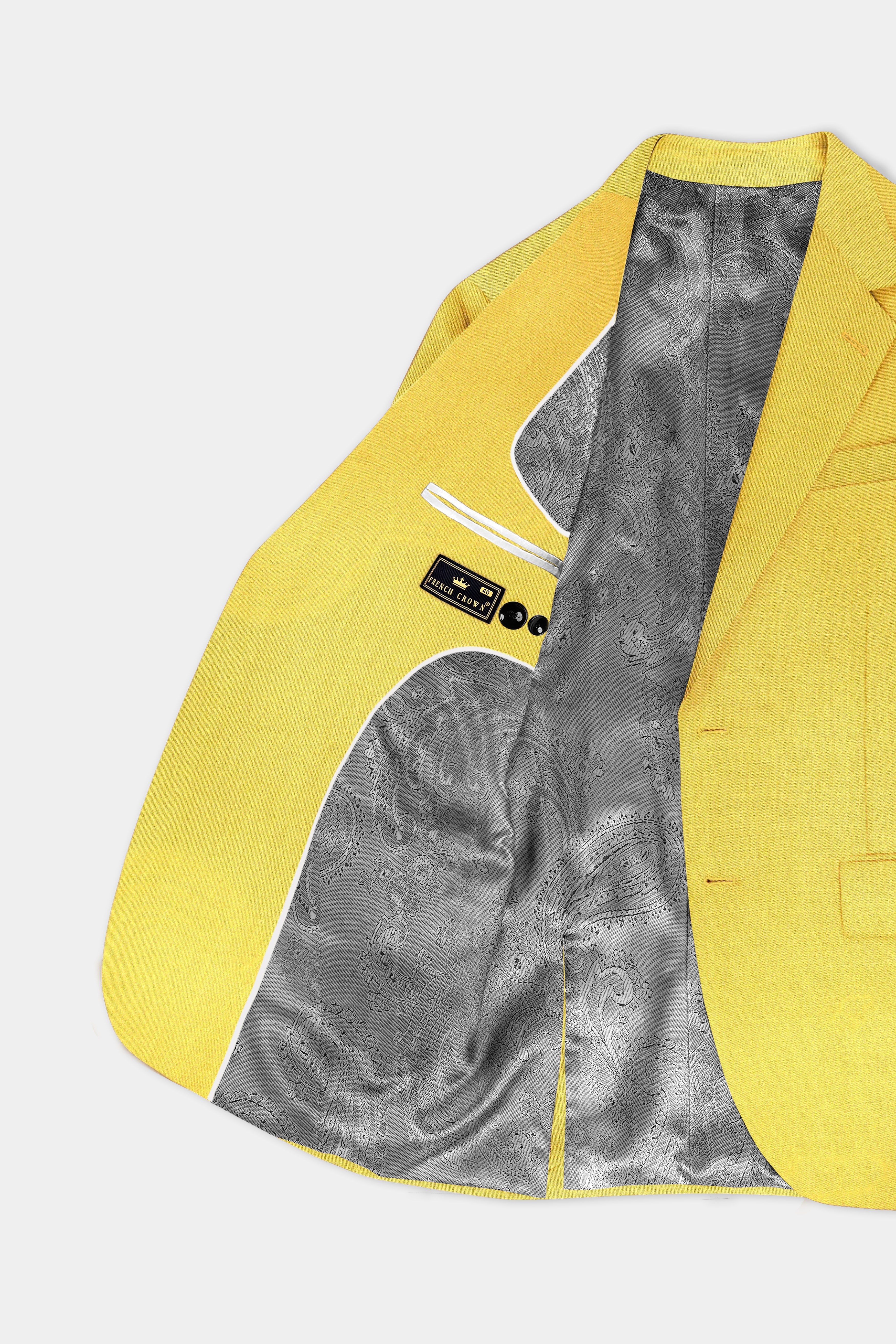 Saffron Elegance-Lemon Yellow Solid Wool Rich Single Breasted Slight Stretch Suit