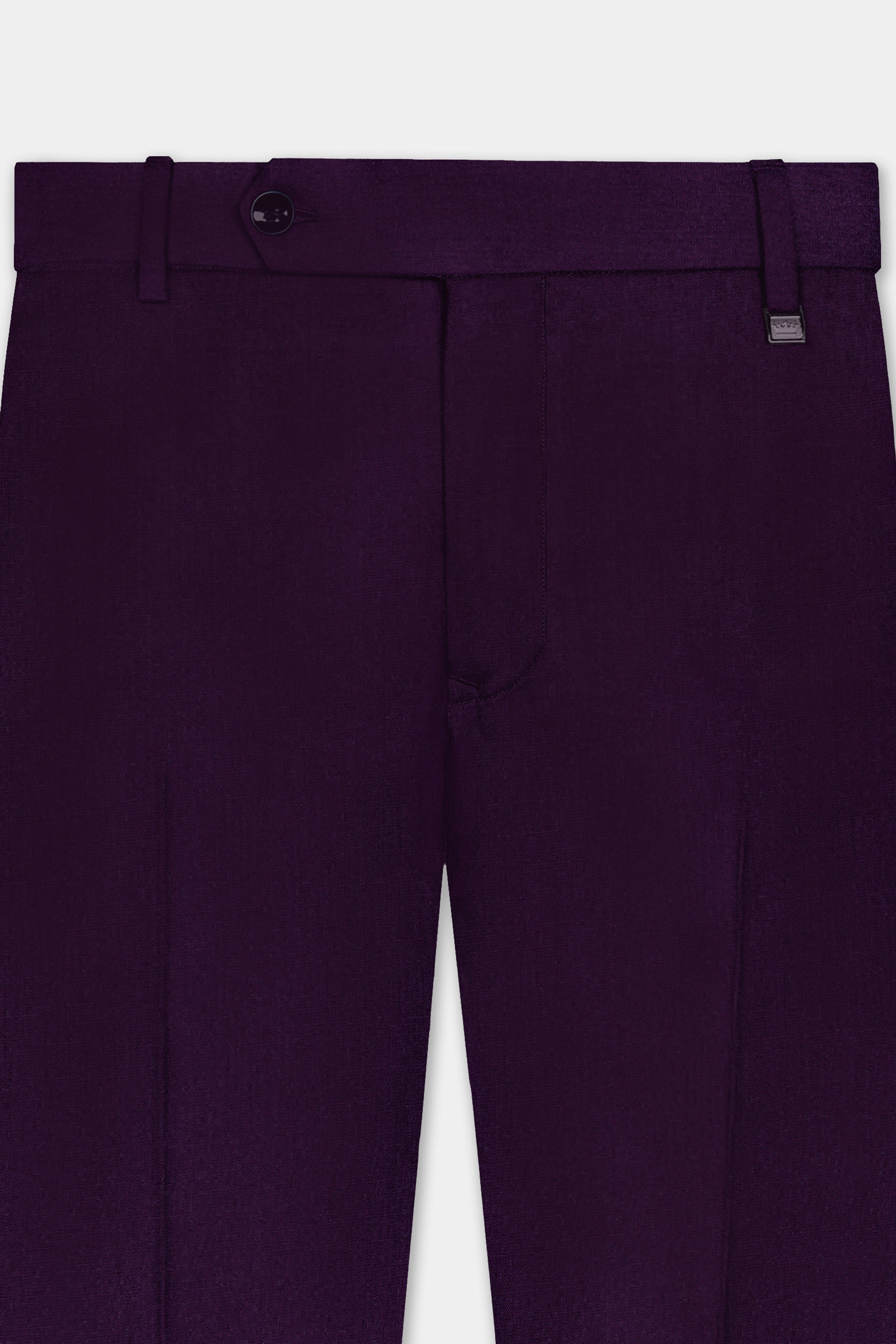 Regal Plum-Eggplant Purple Solid Wool Rich Single Breasted Slight Stretch Suit