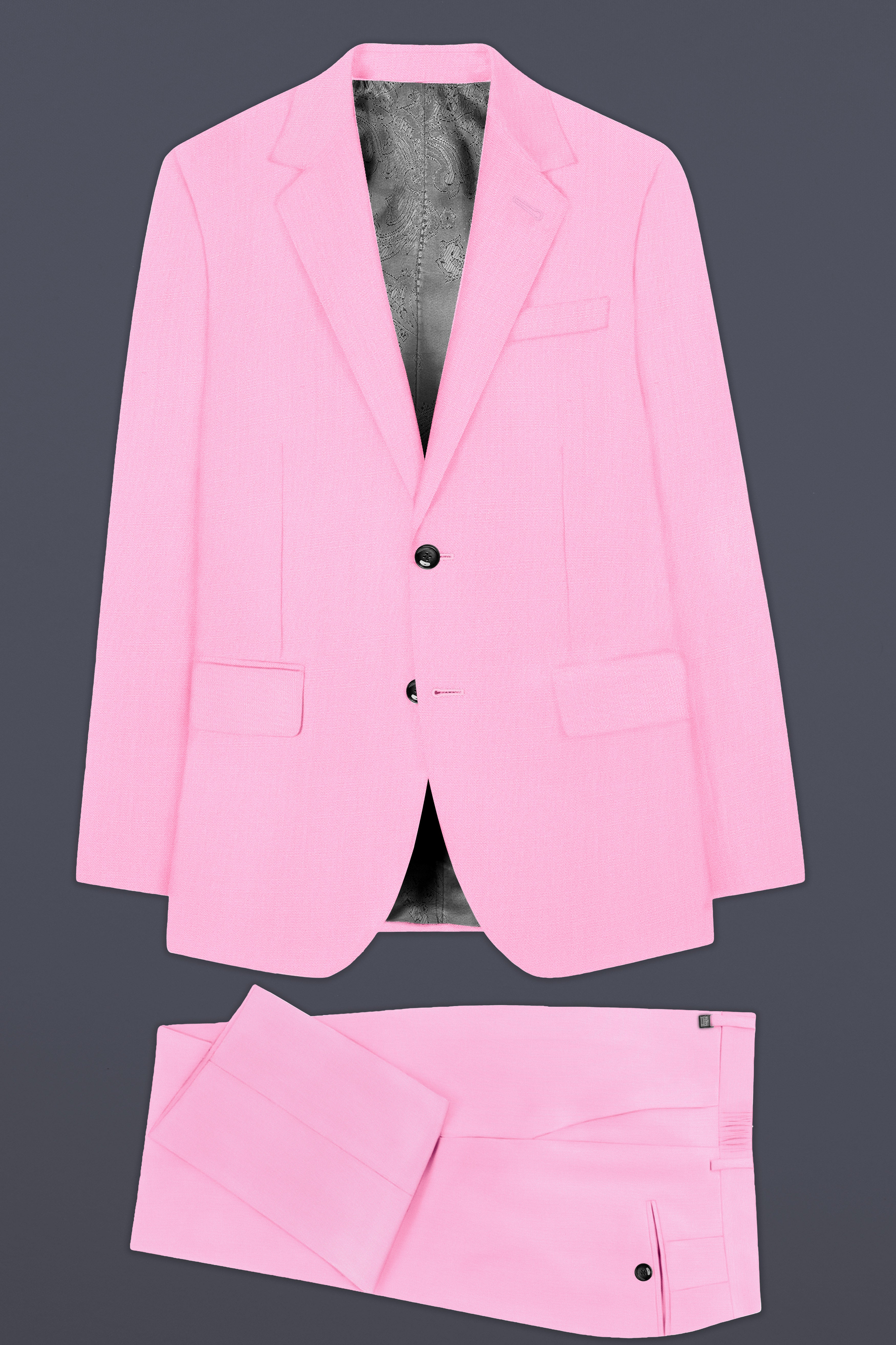 Rosé Reverie-Pestel Pink Solid Wool Rich Single Breasted Slight Stretch Suit
