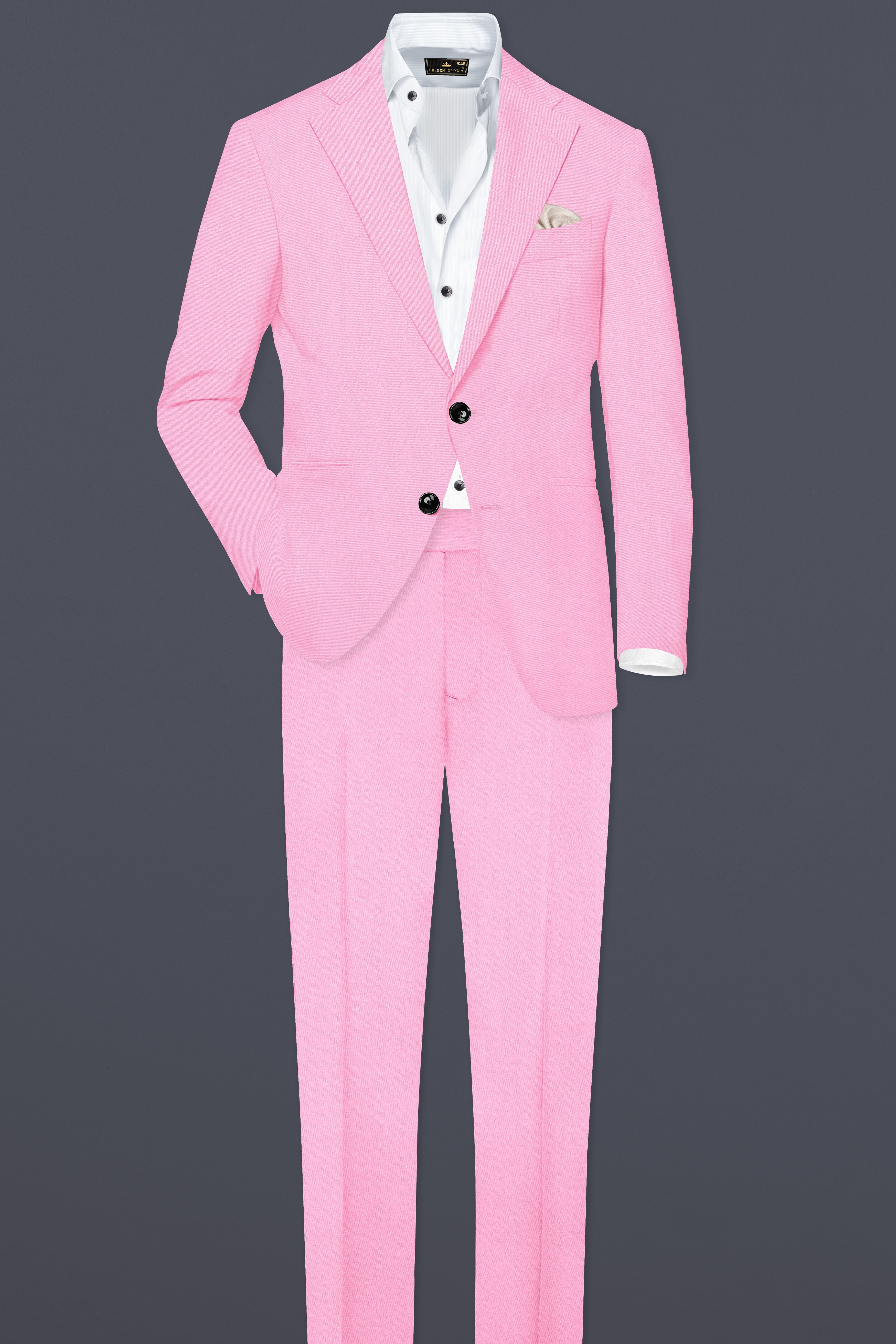 Rosé Reverie-Pestel Pink Solid Wool Rich Single Breasted Slight Stretch Suit