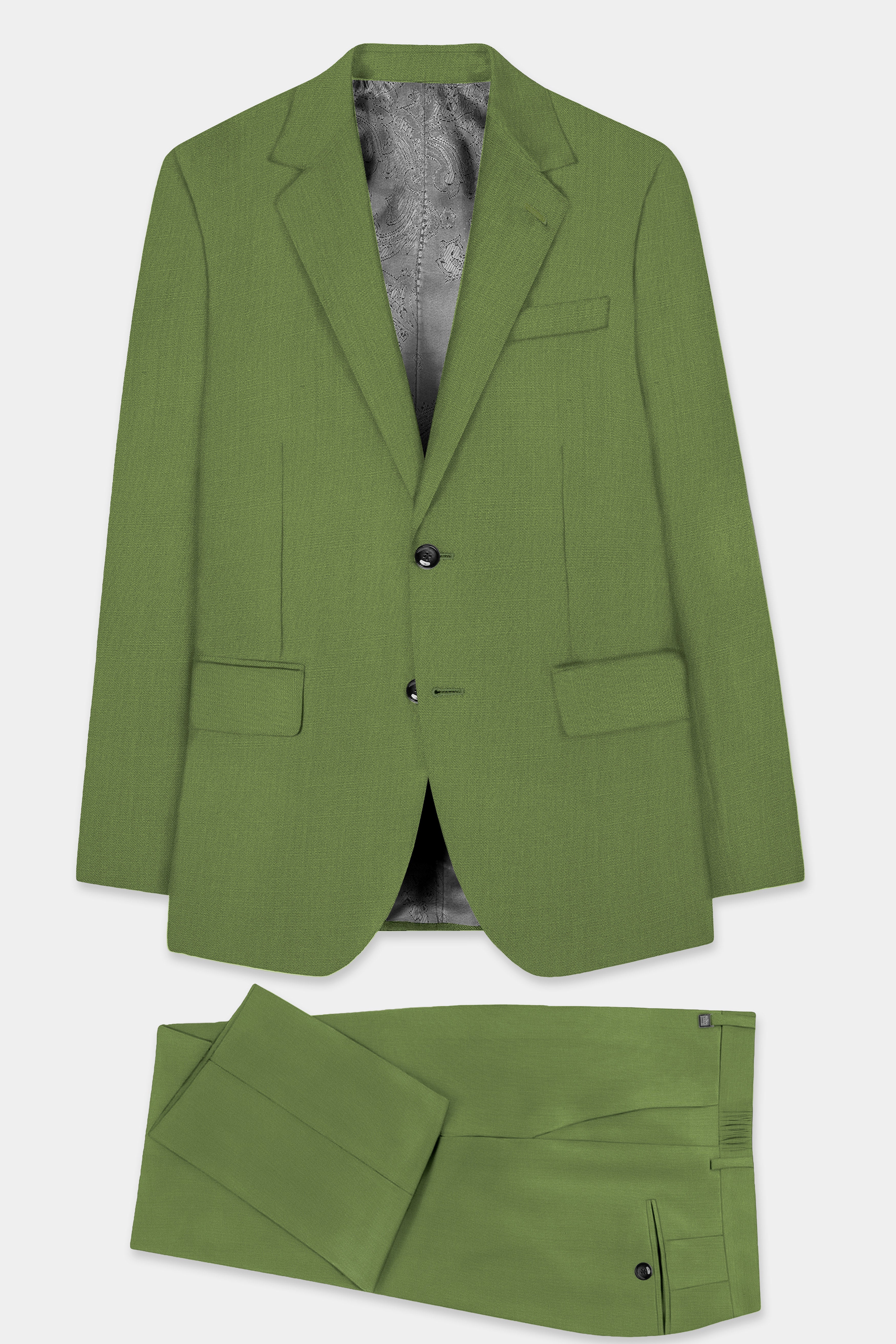 Sage Regal-Dingley Green Solid Wool Rich Single Breasted Slight Stretch Suit