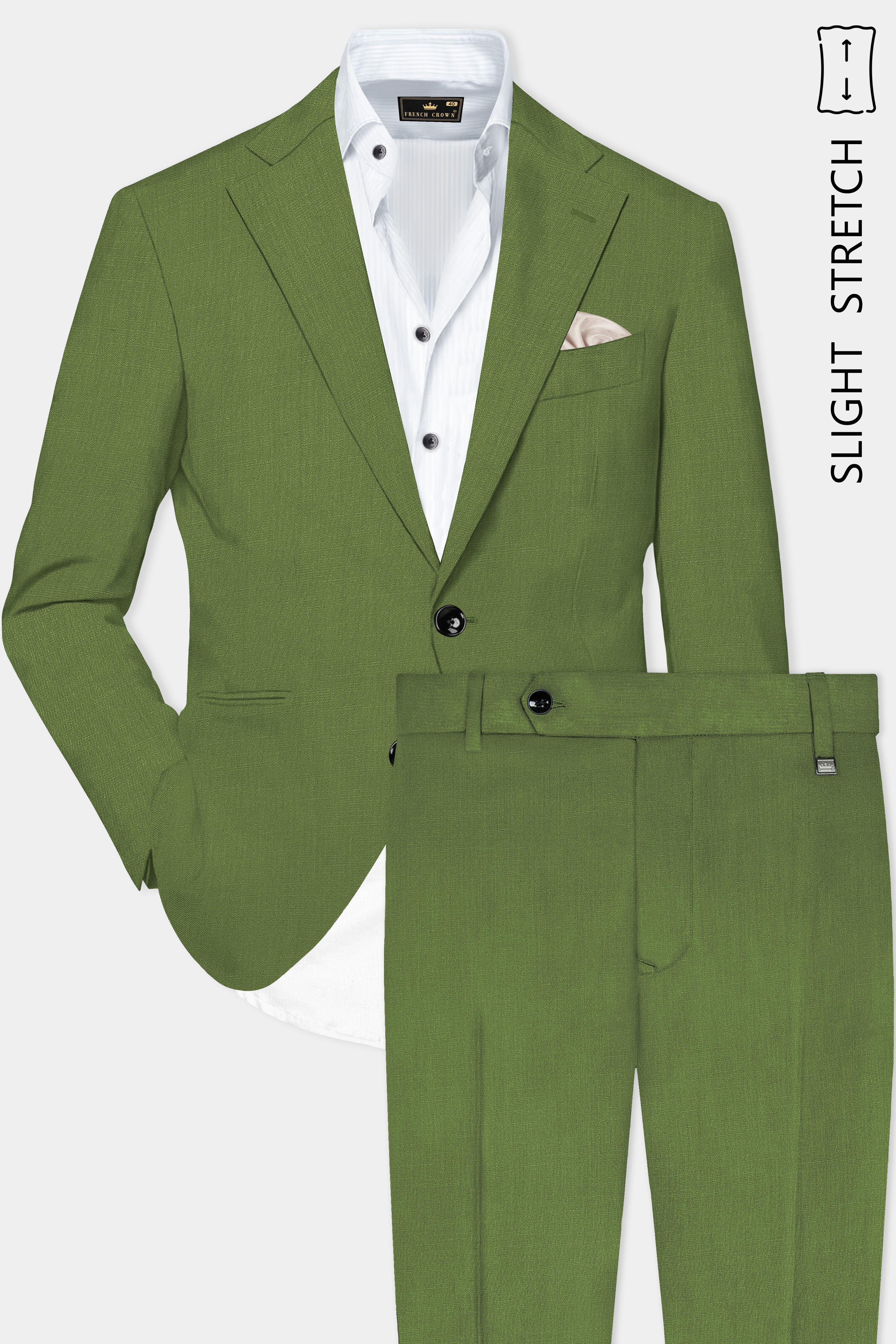 Sage Regal-Dingley Green Solid Wool Rich Single Breasted Slight Stretch Suit