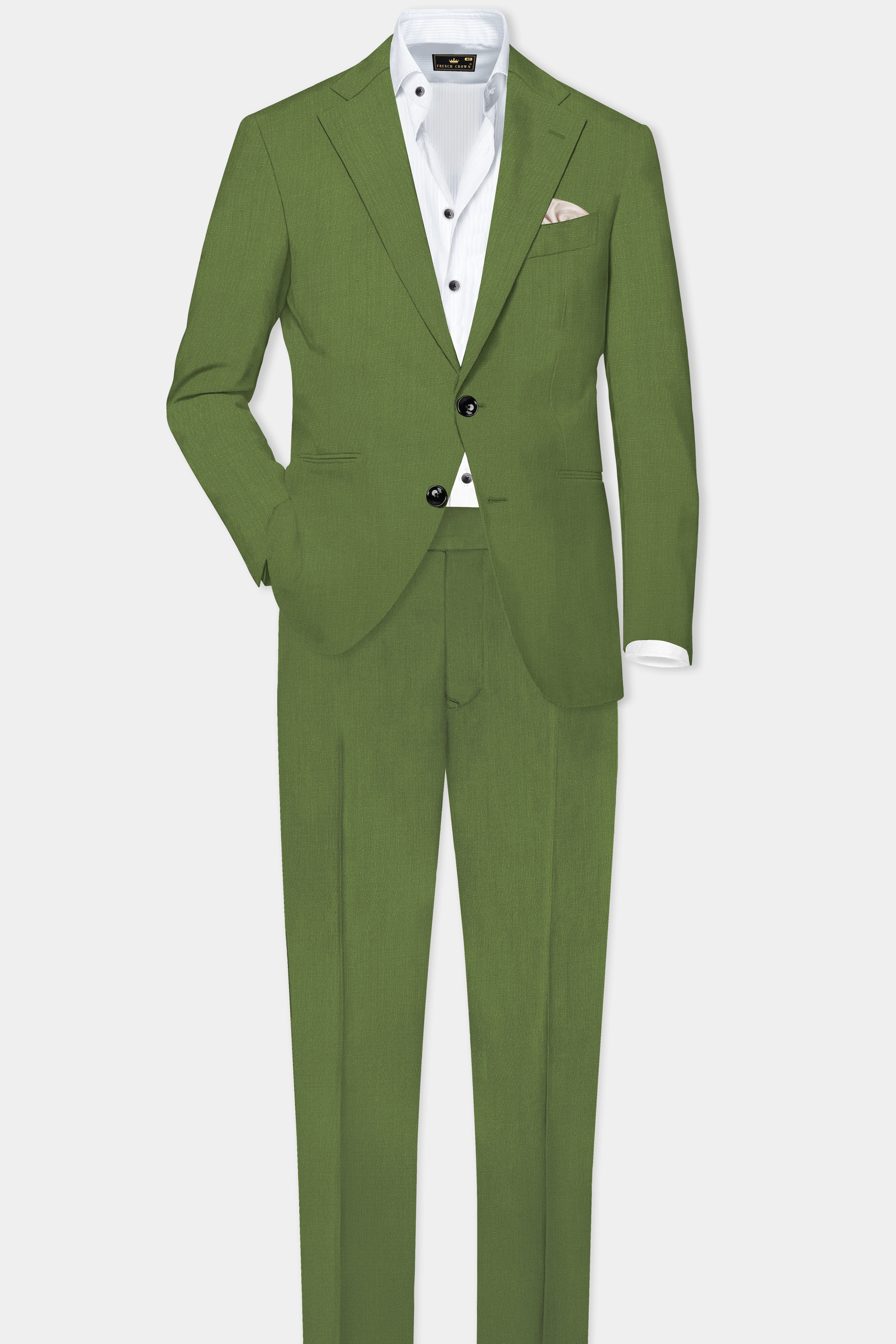 Sage Regal-Dingley Green Solid Wool Rich Single Breasted Slight Stretch Suit