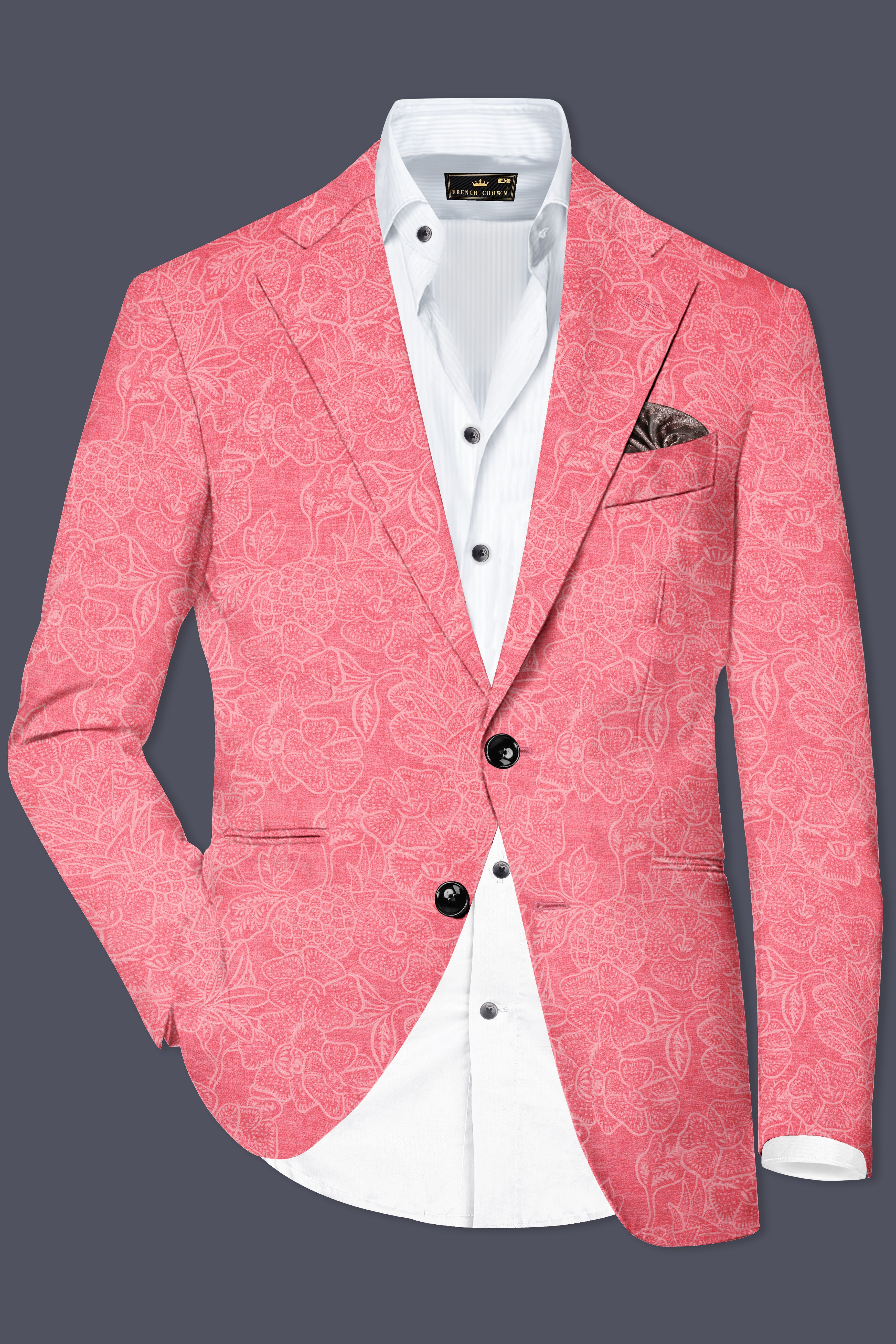 Springtide-Geraldine Pink Floral Printed Cotton Single Breasted Suit