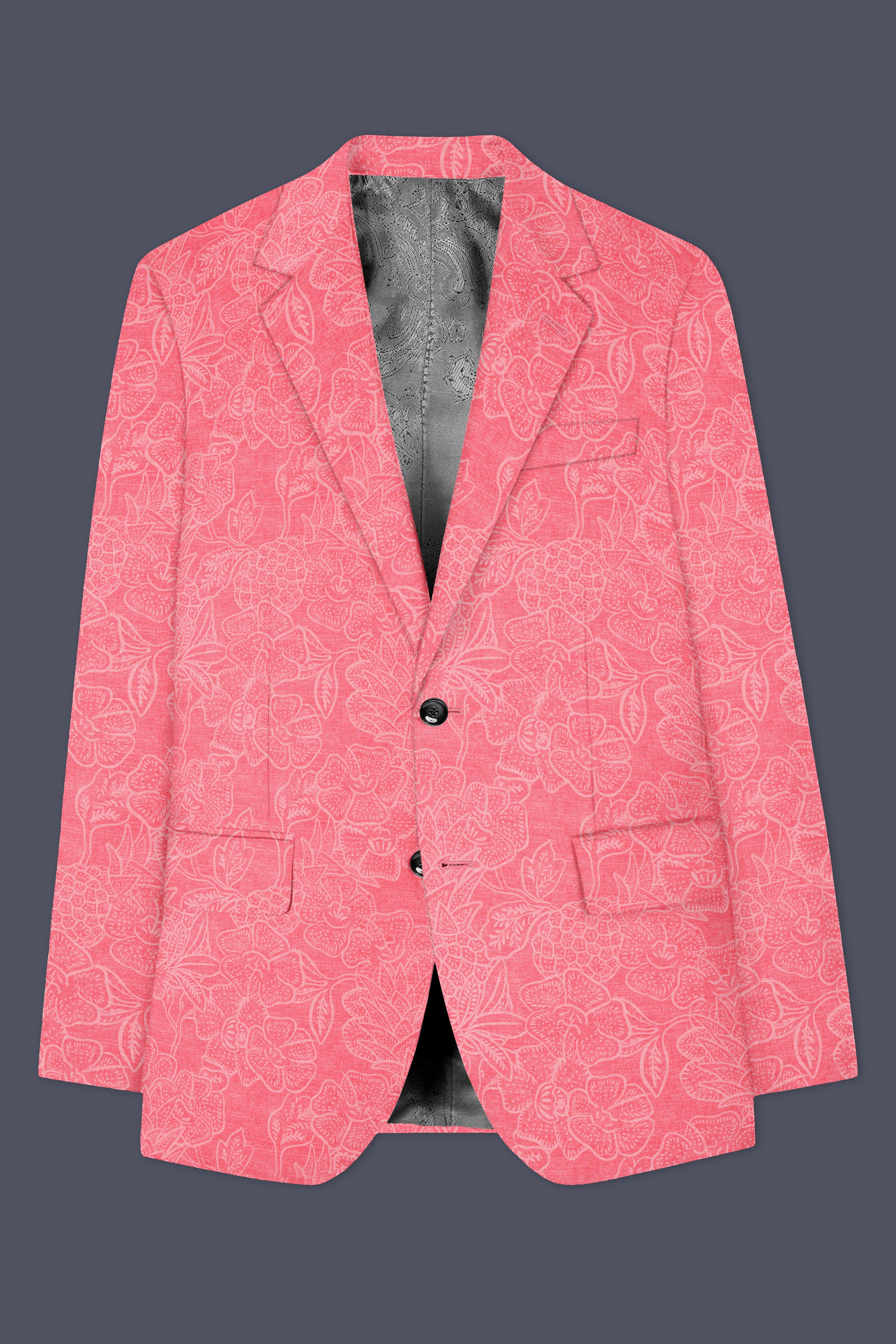 Springtide-Geraldine Pink Floral Printed Cotton Single Breasted Suit
