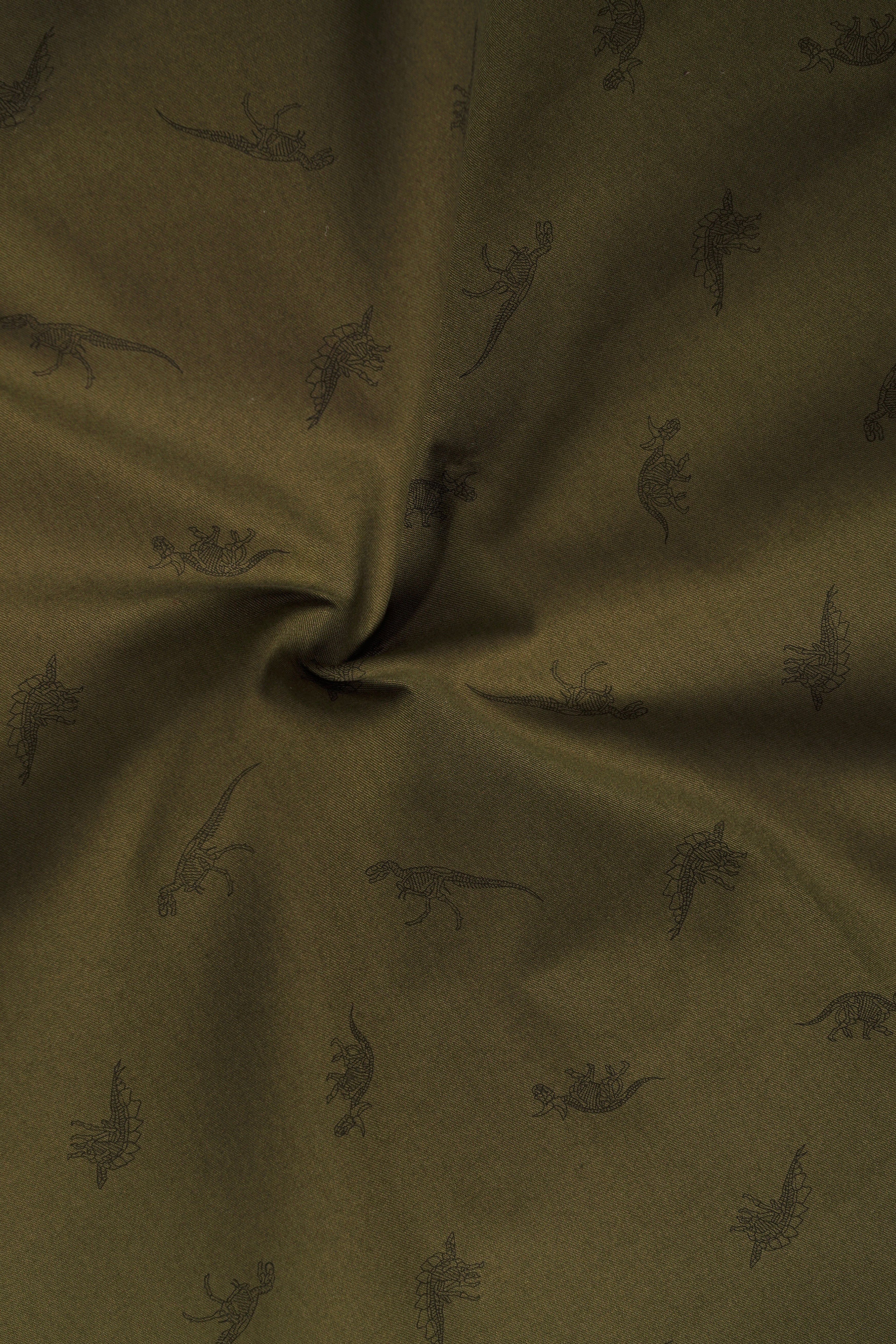 Prehistoric-Hemlock Green Dinosaur Printed Cotton Single Breasted Suit