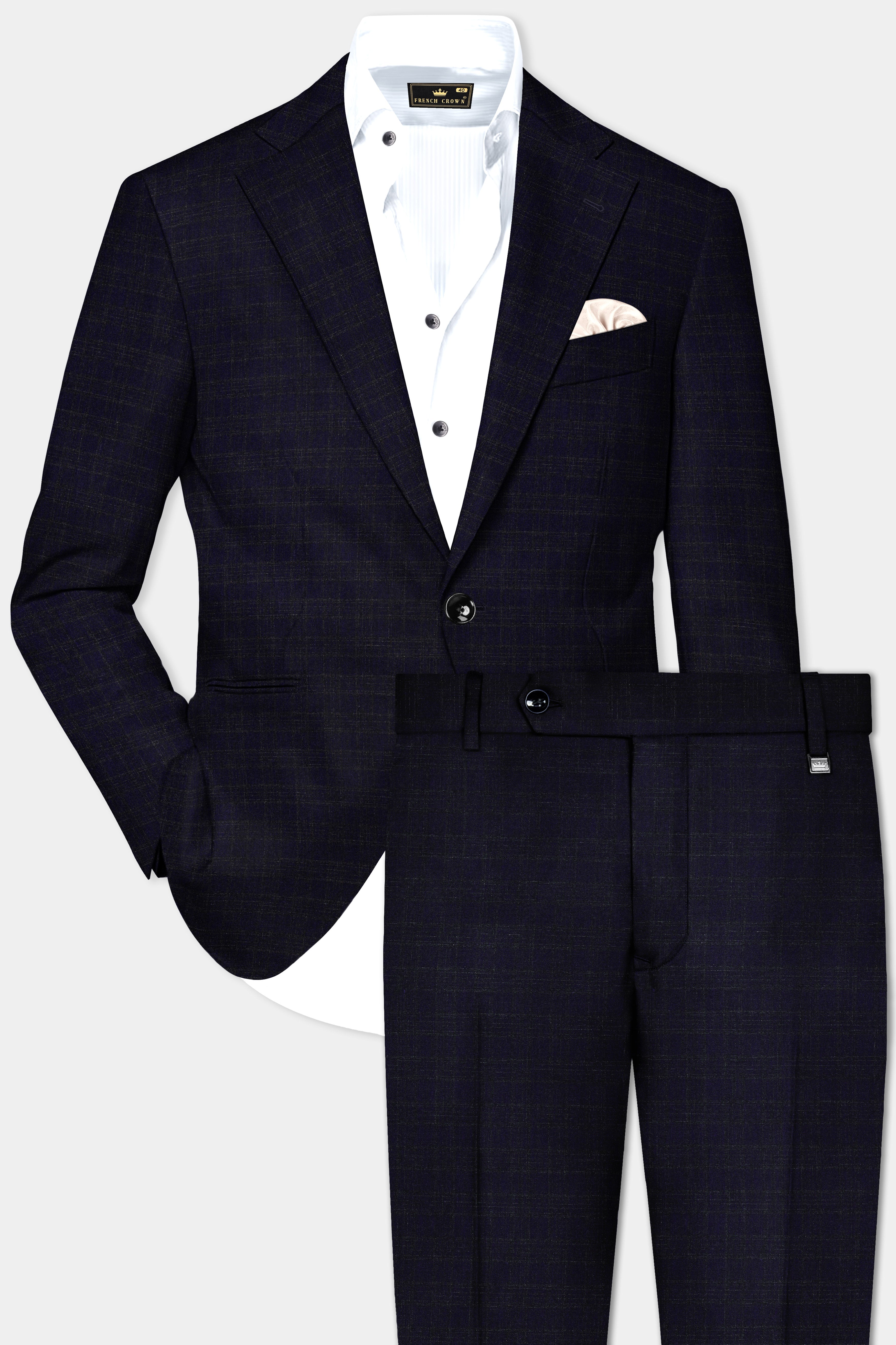 Ashford-Cinder Blue Plaid Wool Rich Single Breasted Suit