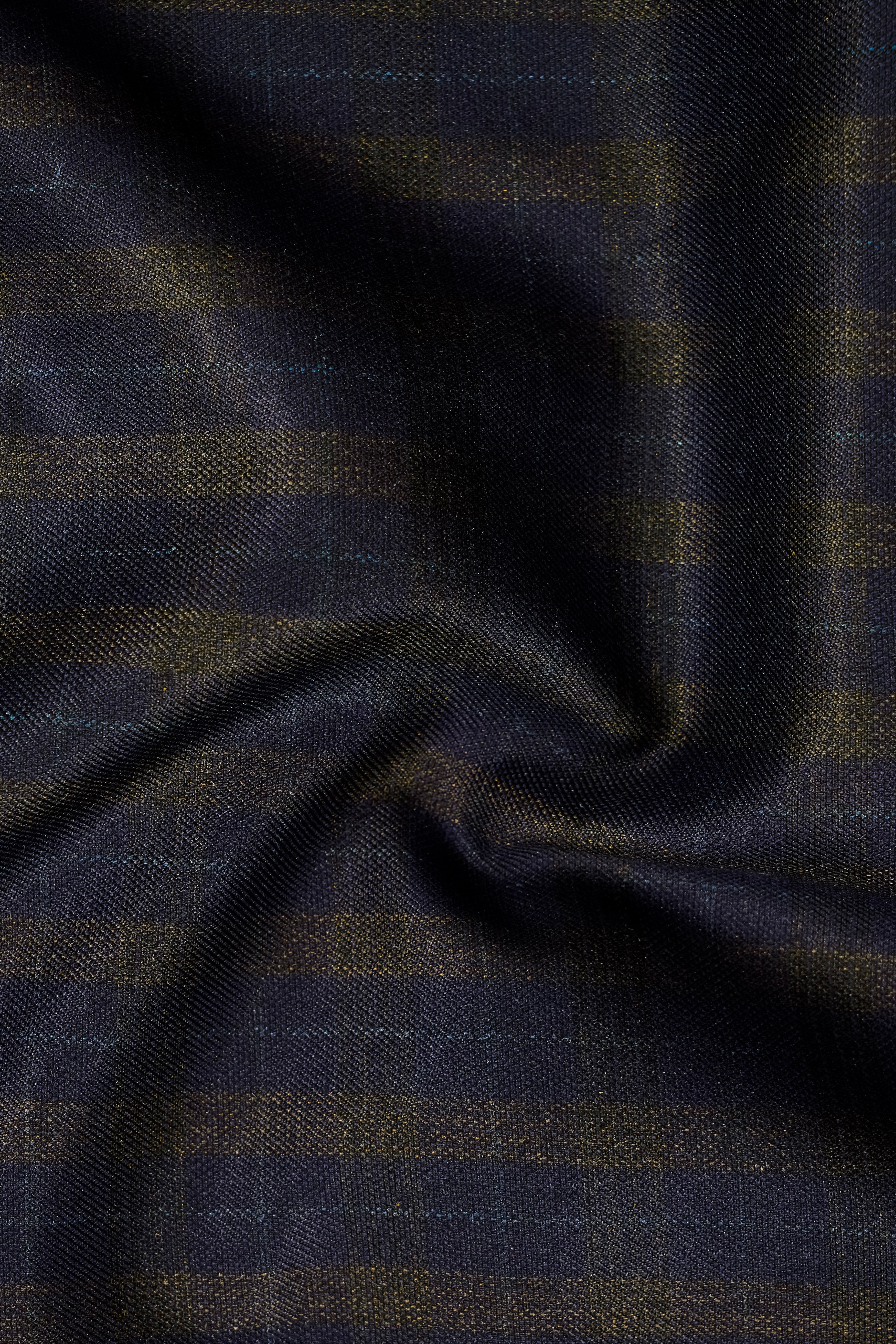Racing-Mirage Blue And Brown Plaid Wool Rich Double Breasted Suit