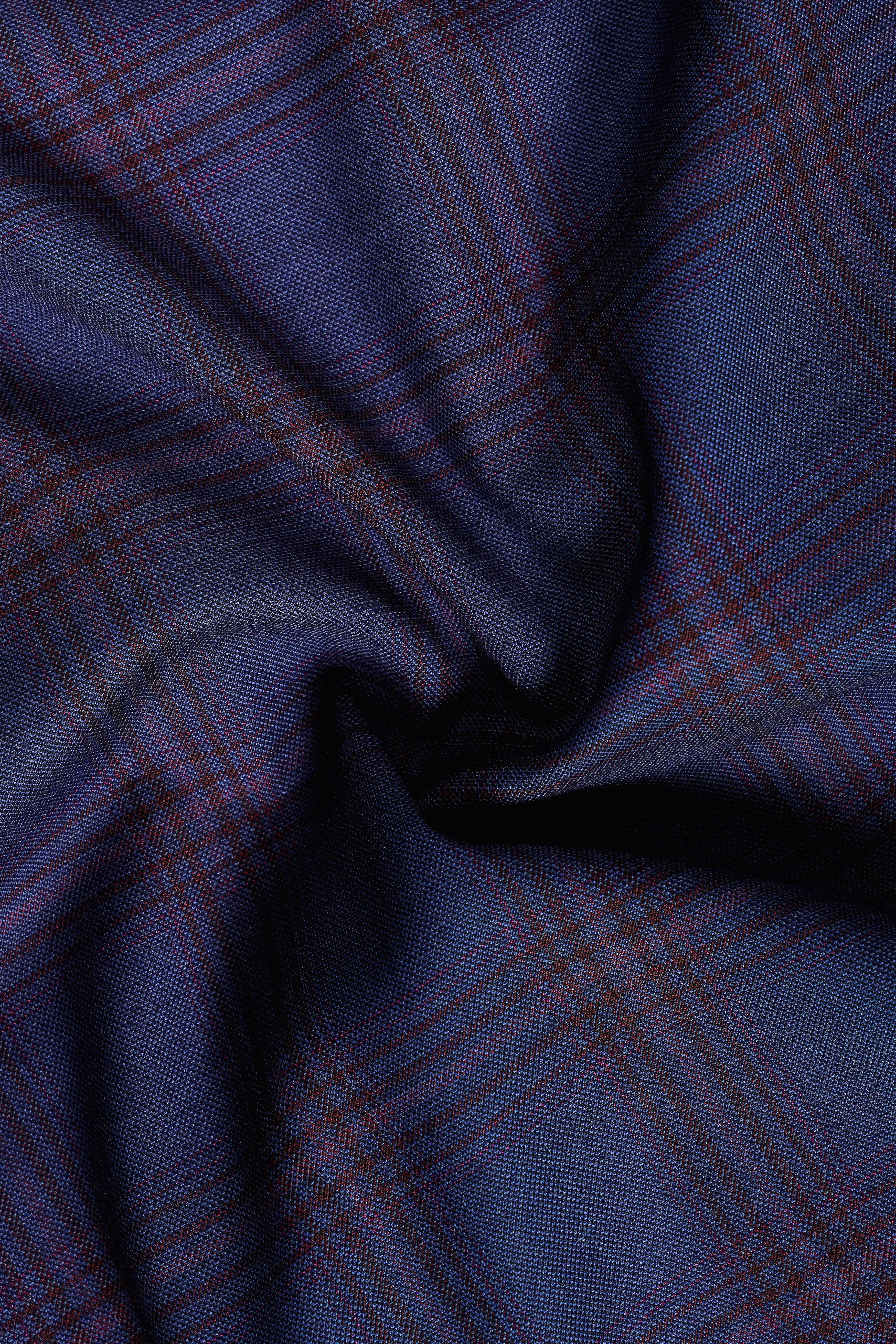 Ocean Crest-Martinique Blue Plaid Wool Rich Single Breasted Suit