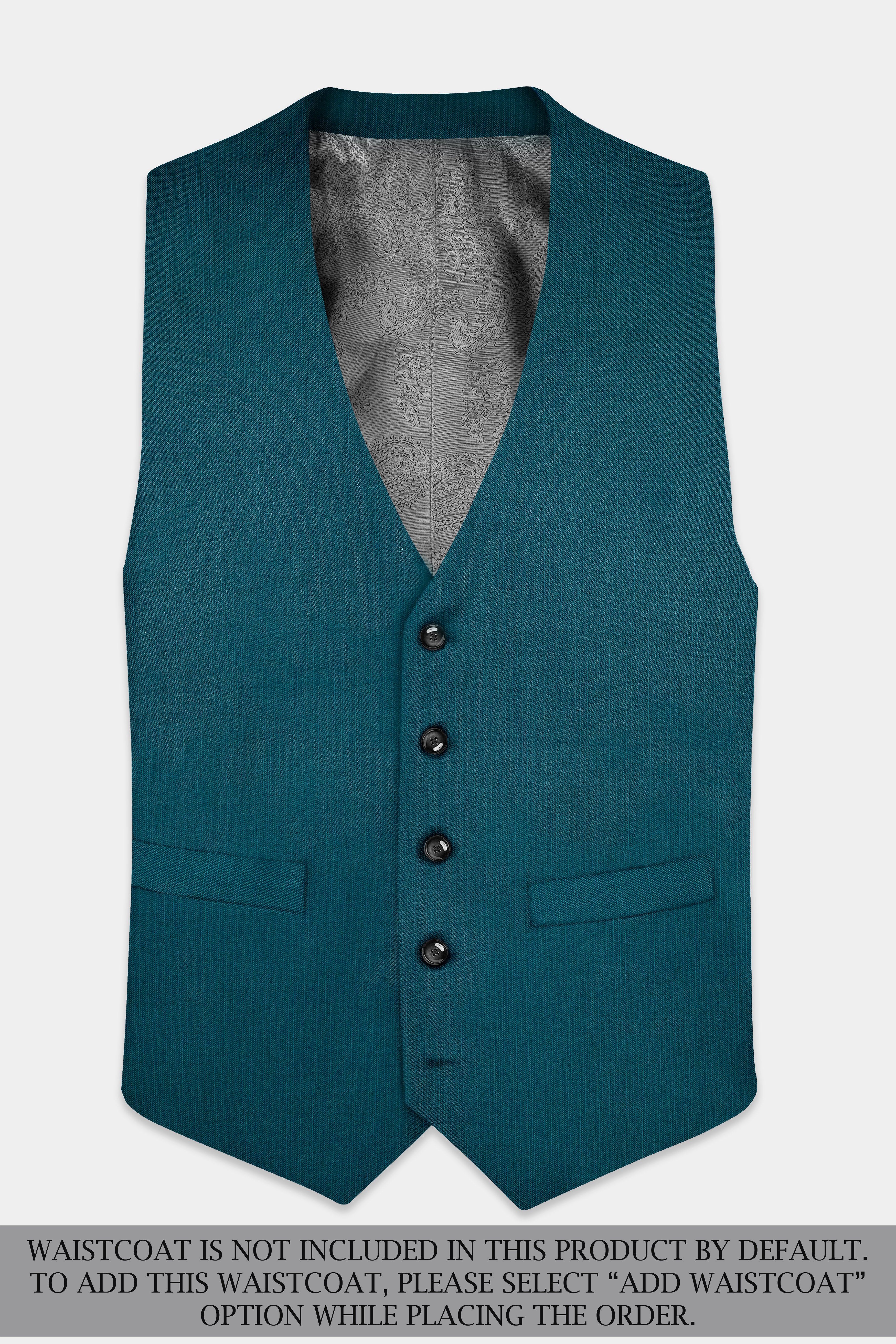 Sapphire-Peacock Blue Solid Wool Rich Single Breasted Stretchable traveler Suit