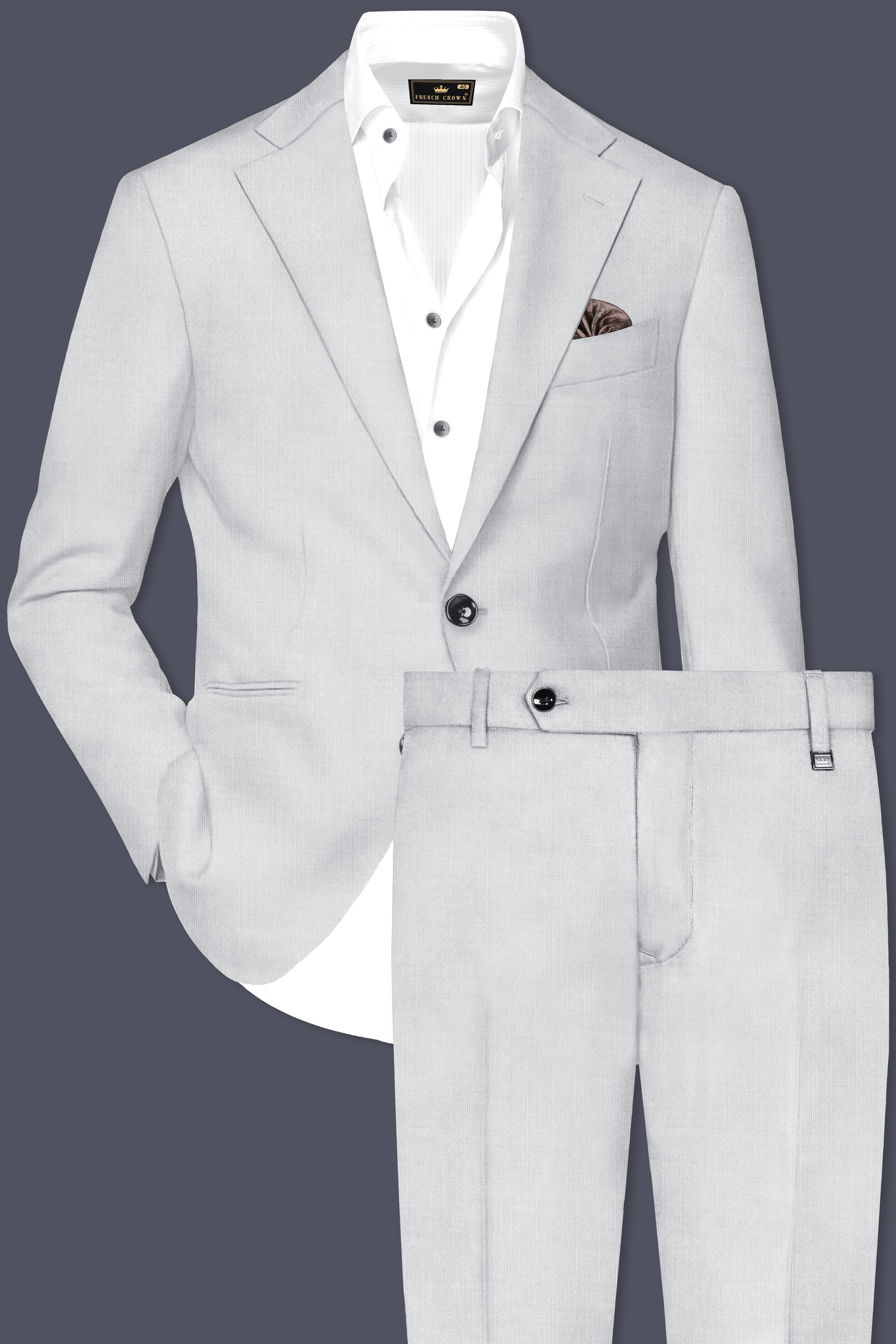 Granite-Alto Gray Solid Wool Rich Single Breasted Stretchable Traveler Suit