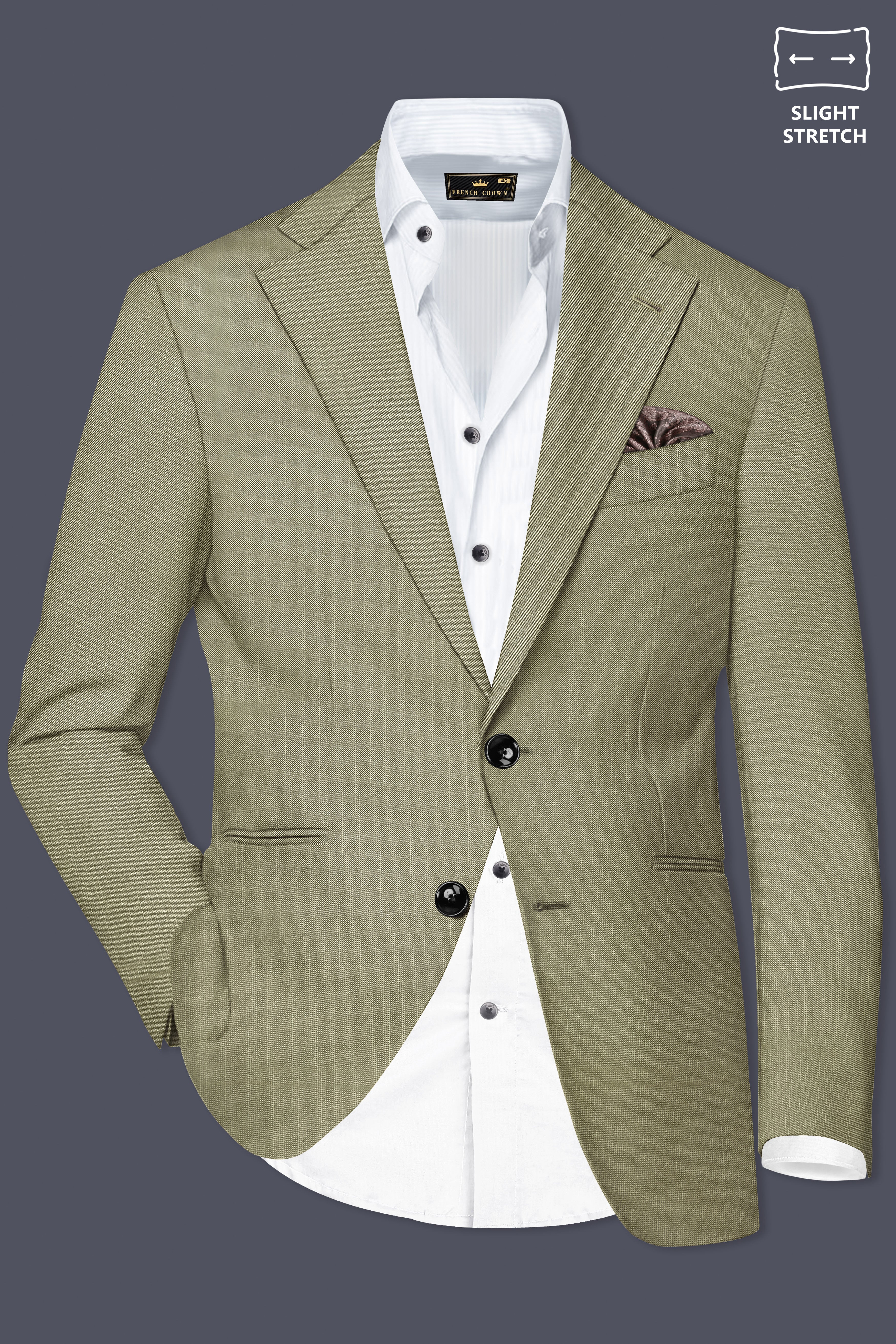 Citron-Lemon Grass Green Solid Wool Rich Single Breasted Slight Stretch Suit