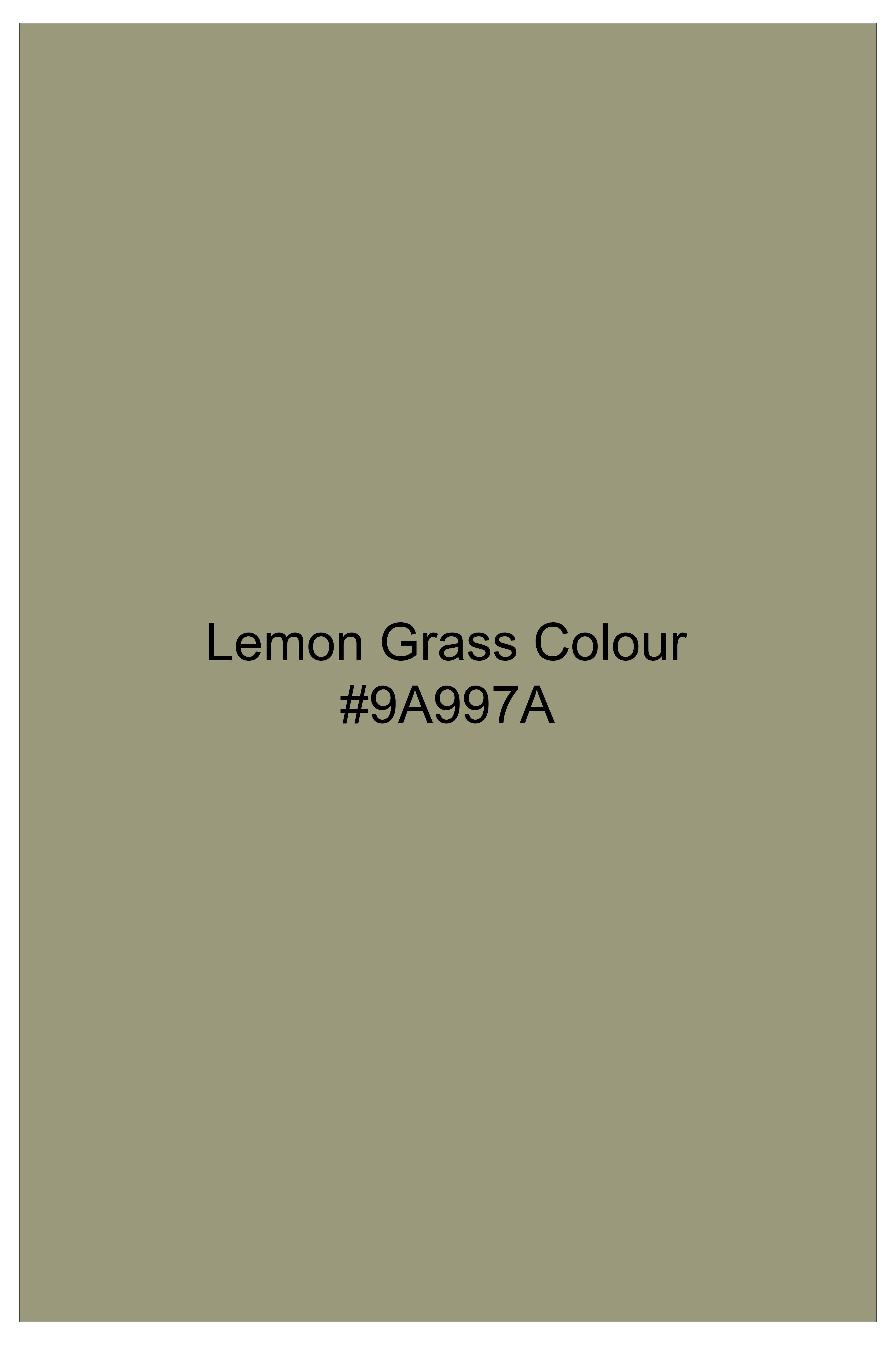 Citron-Lemon Grass Green Solid Wool Rich Single Breasted Slight Stretch Suit