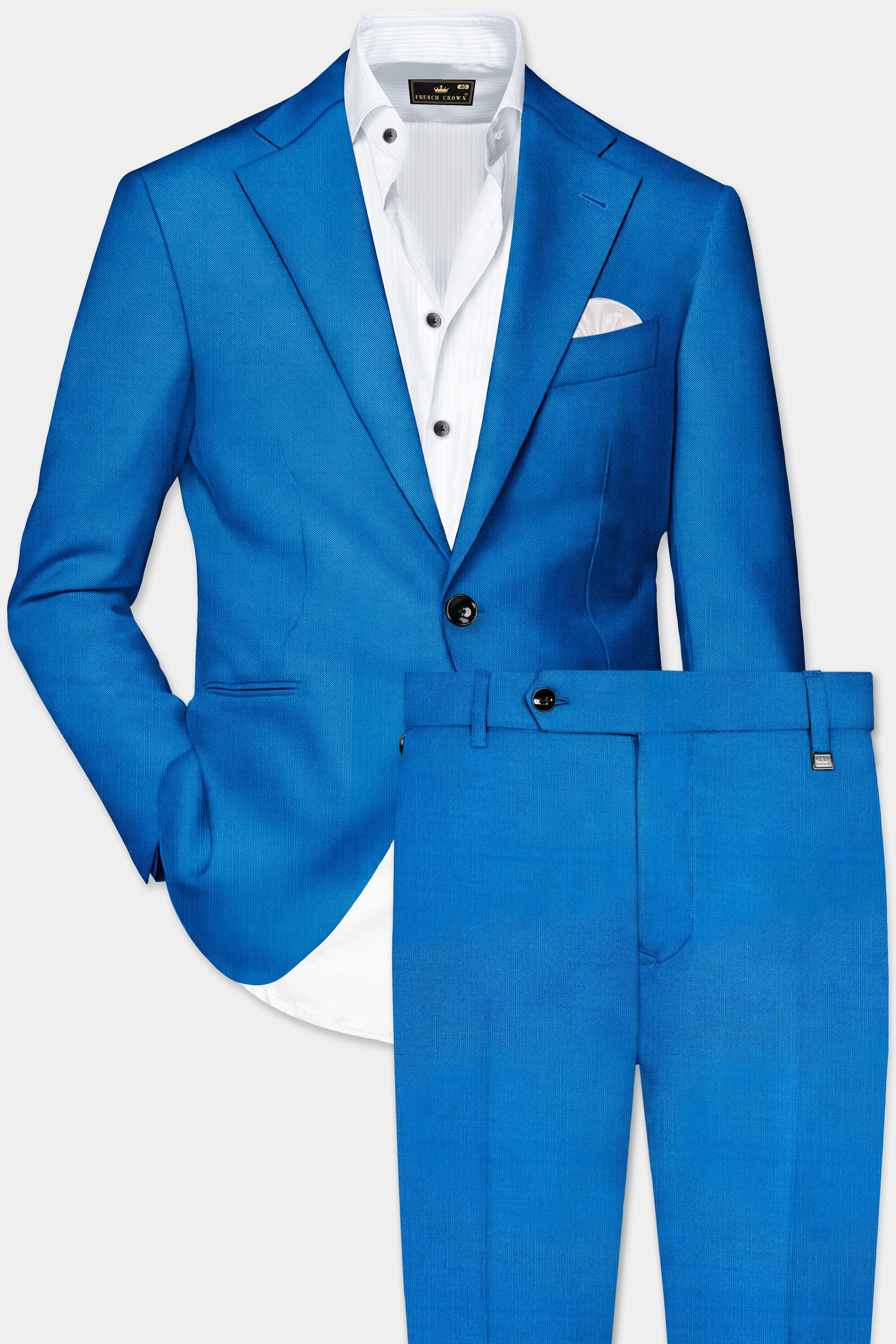 Azure-Venice Blue Solid Wool Rich Single Breasted Stretchable Traveler Suit