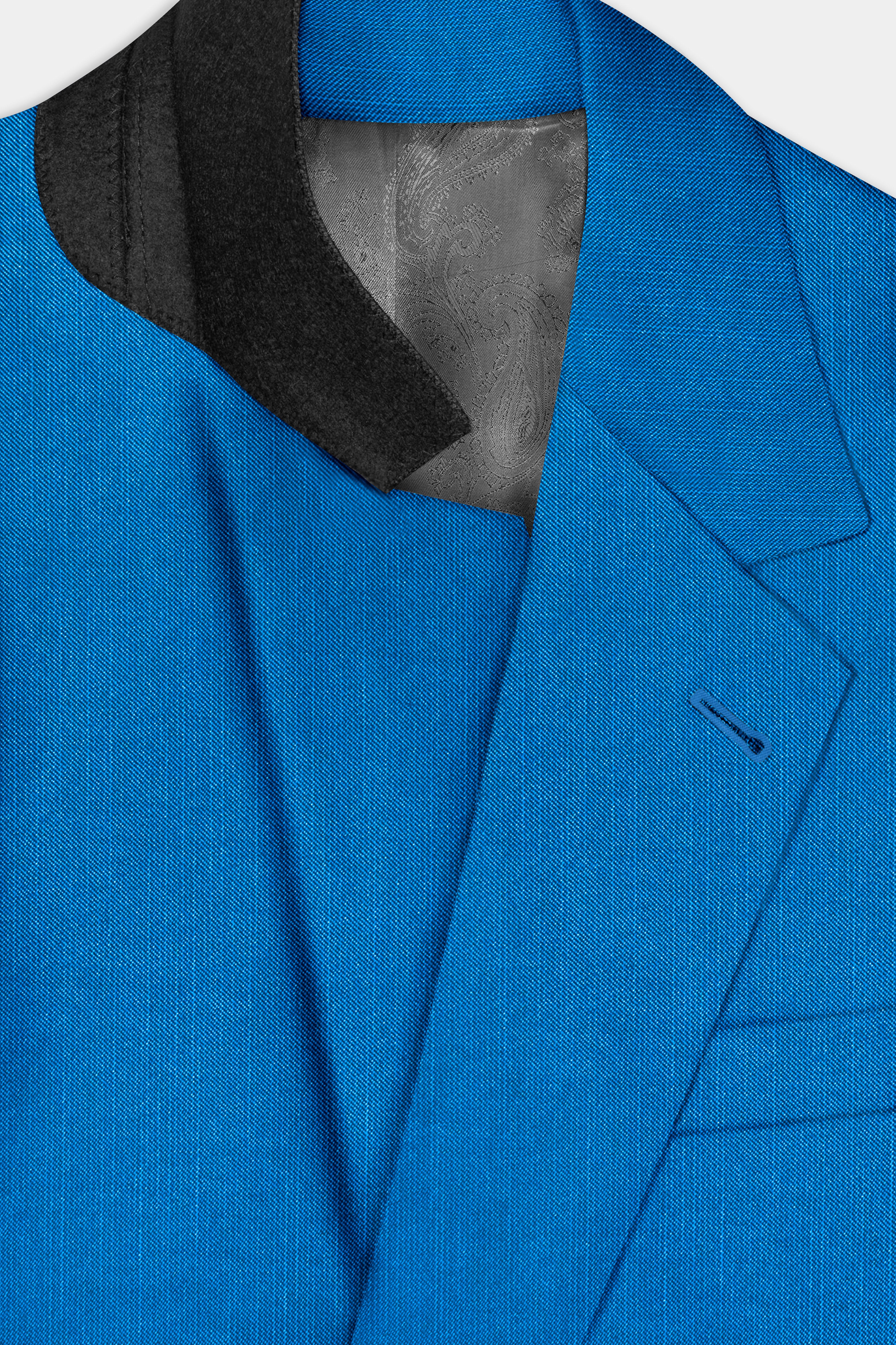 Azure-Venice Blue Solid Wool Rich Single Breasted Slight Stretch Suit